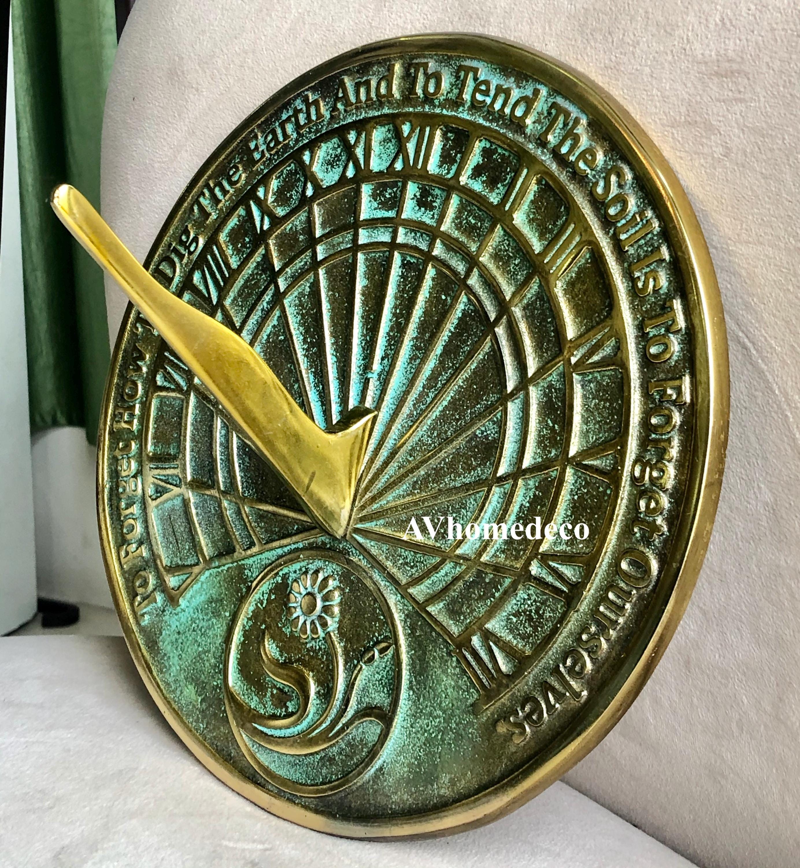Brass Garden Sundial with Verdigris Highlights view 8