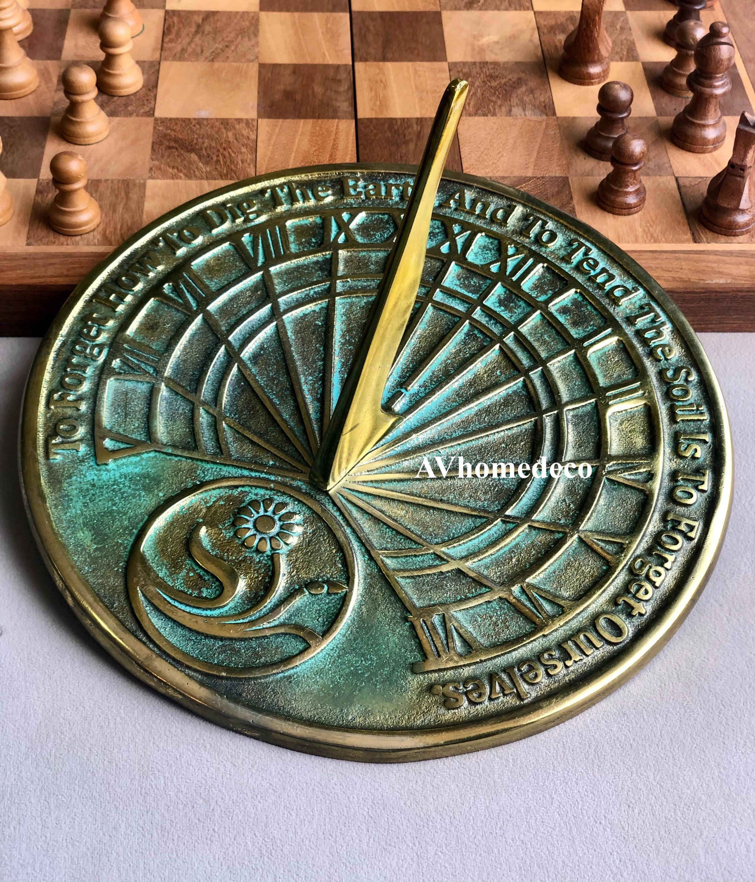 Brass Garden Sundial with Verdigris Highlights view 9