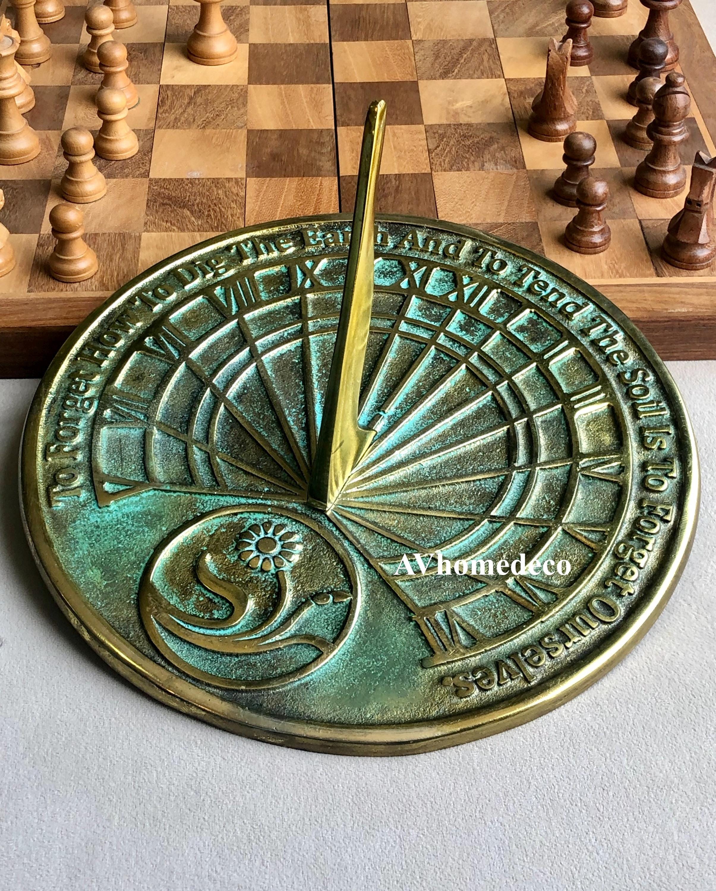 Brass Garden Sundial with Verdigris Highlights view 10
