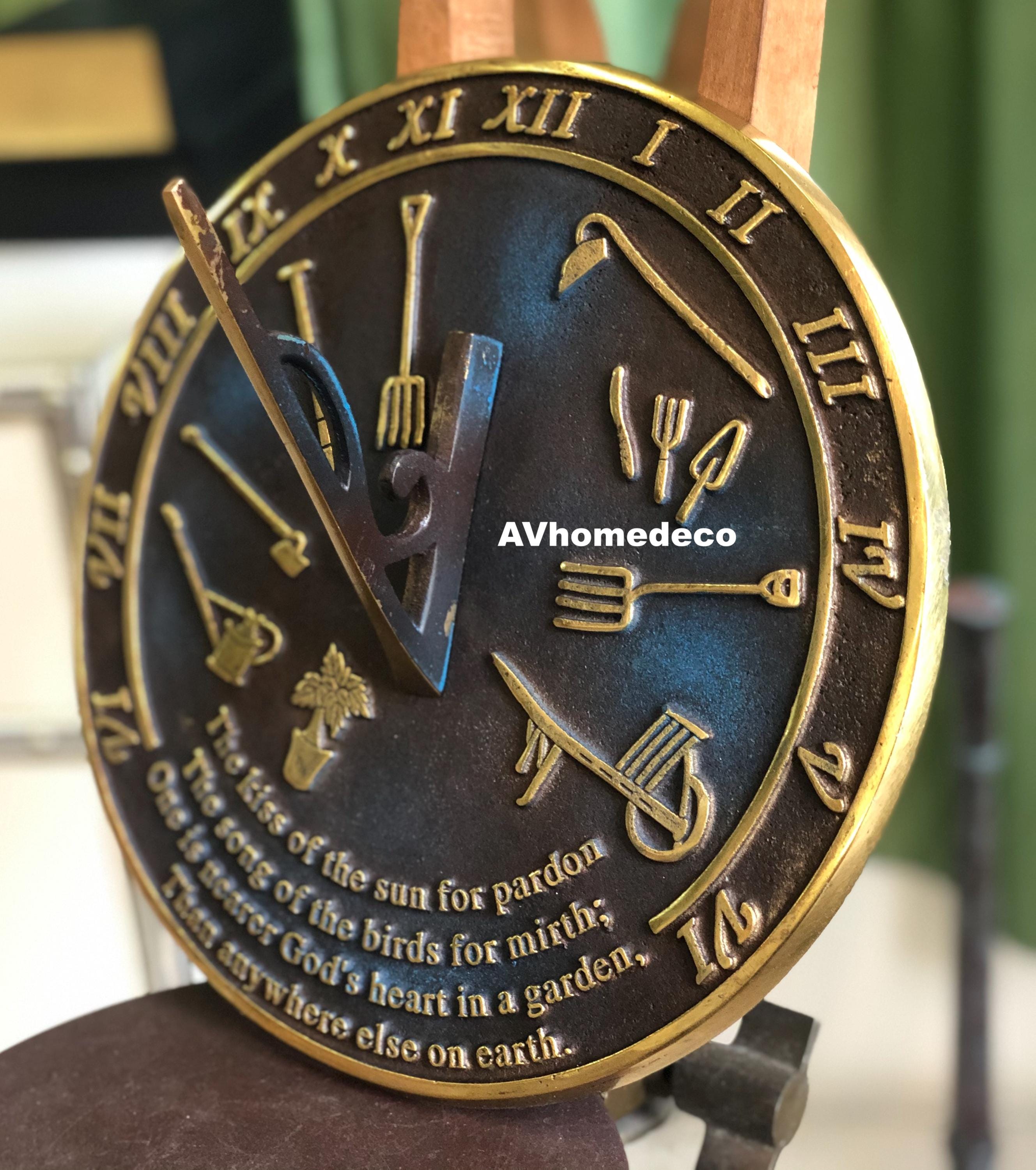 Brass Garden Sundial Engraved Quote view 4