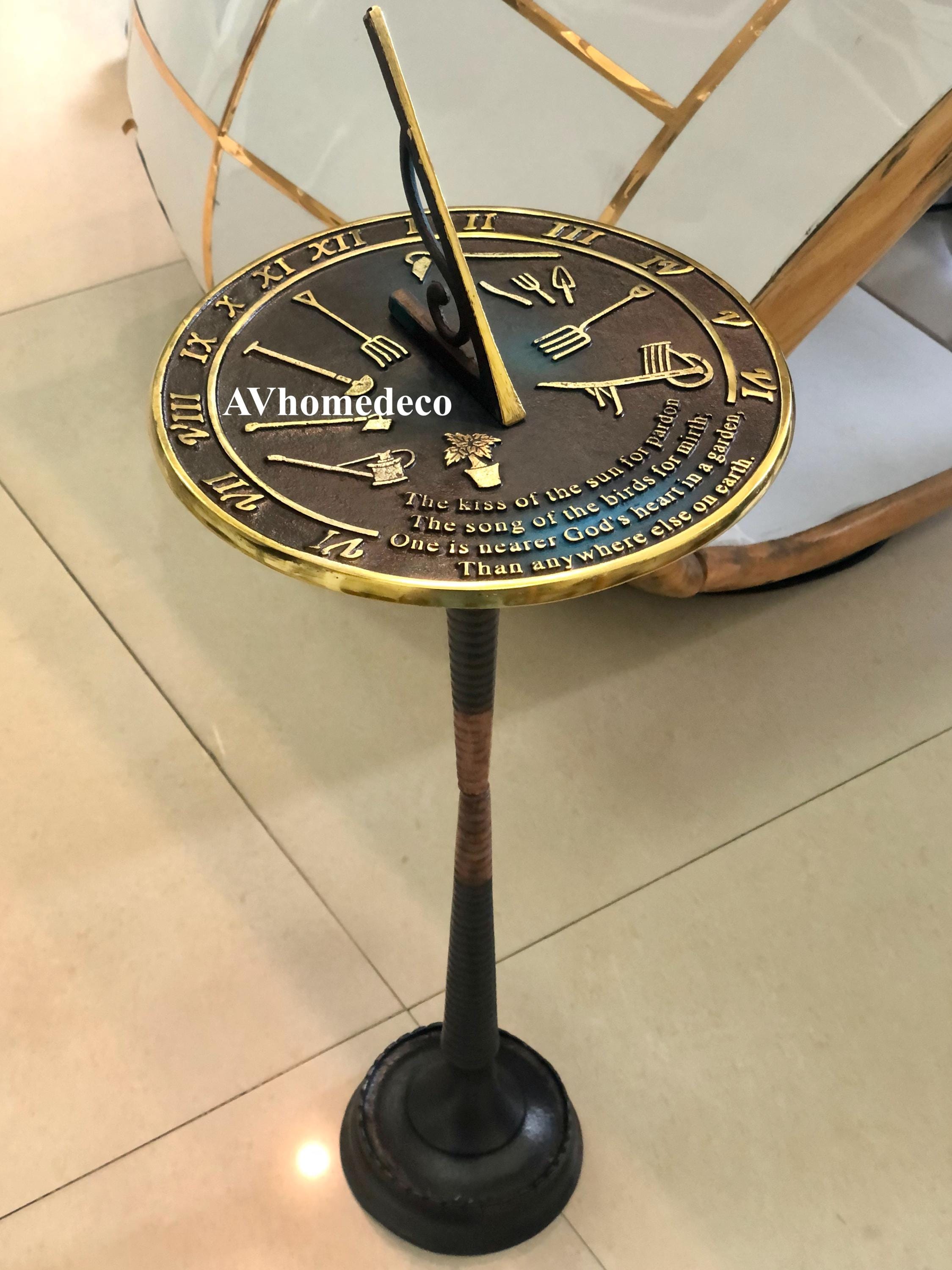 Brass Garden Sundial Engraved Quote view 12