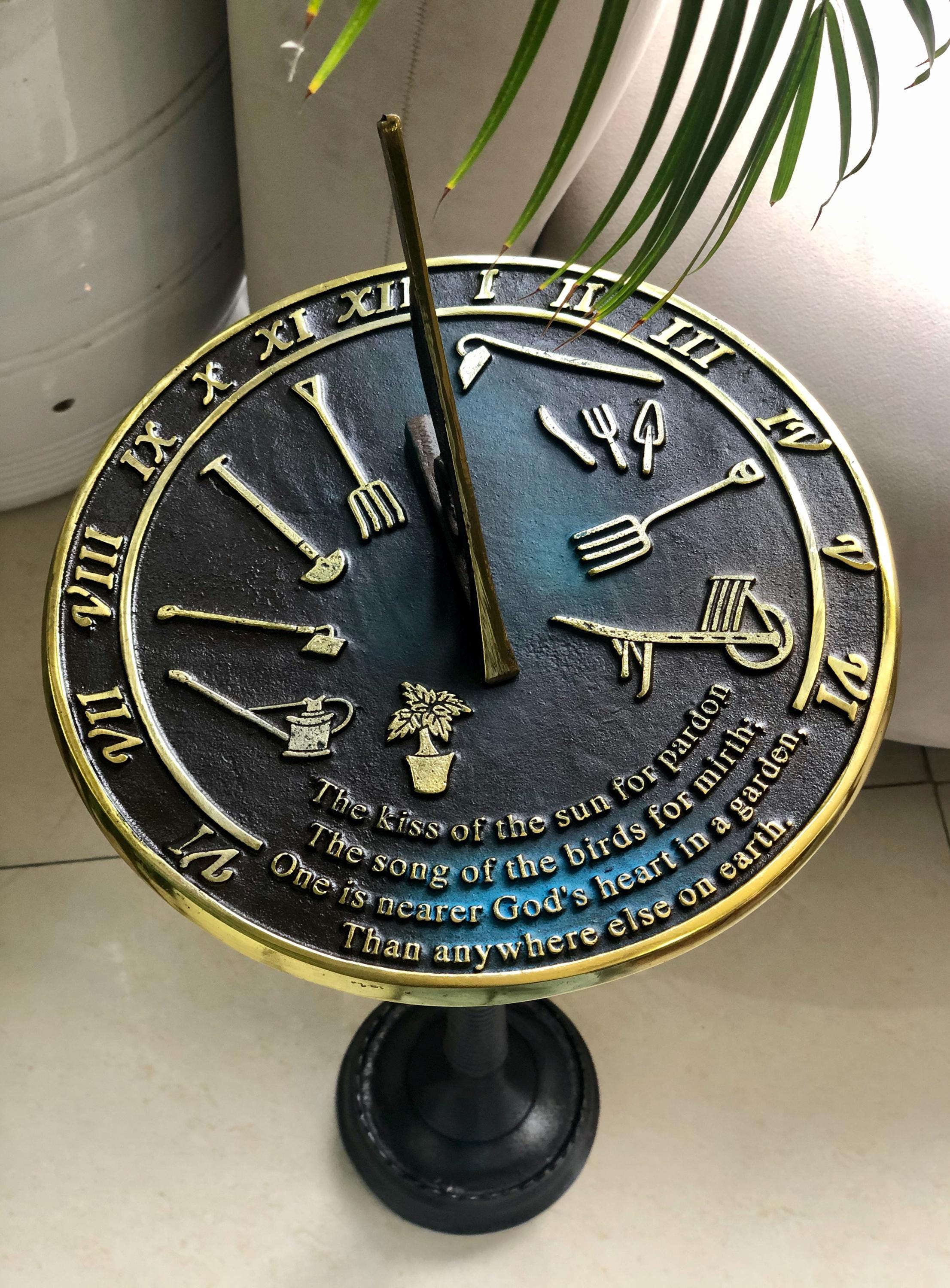 Brass Garden Sundial Engraved Quote view 16
