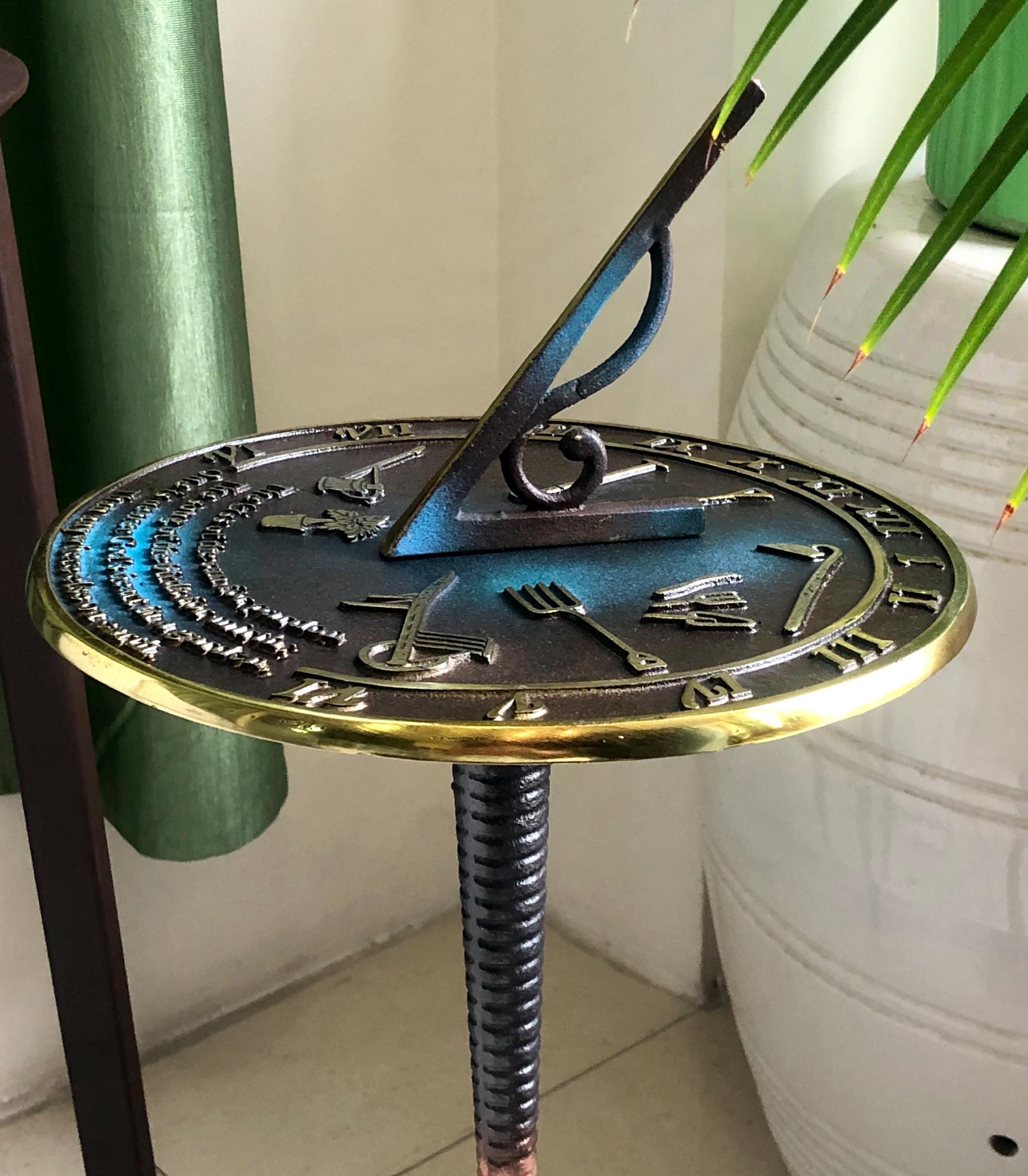 Brass Garden Sundial Engraved Quote view 17