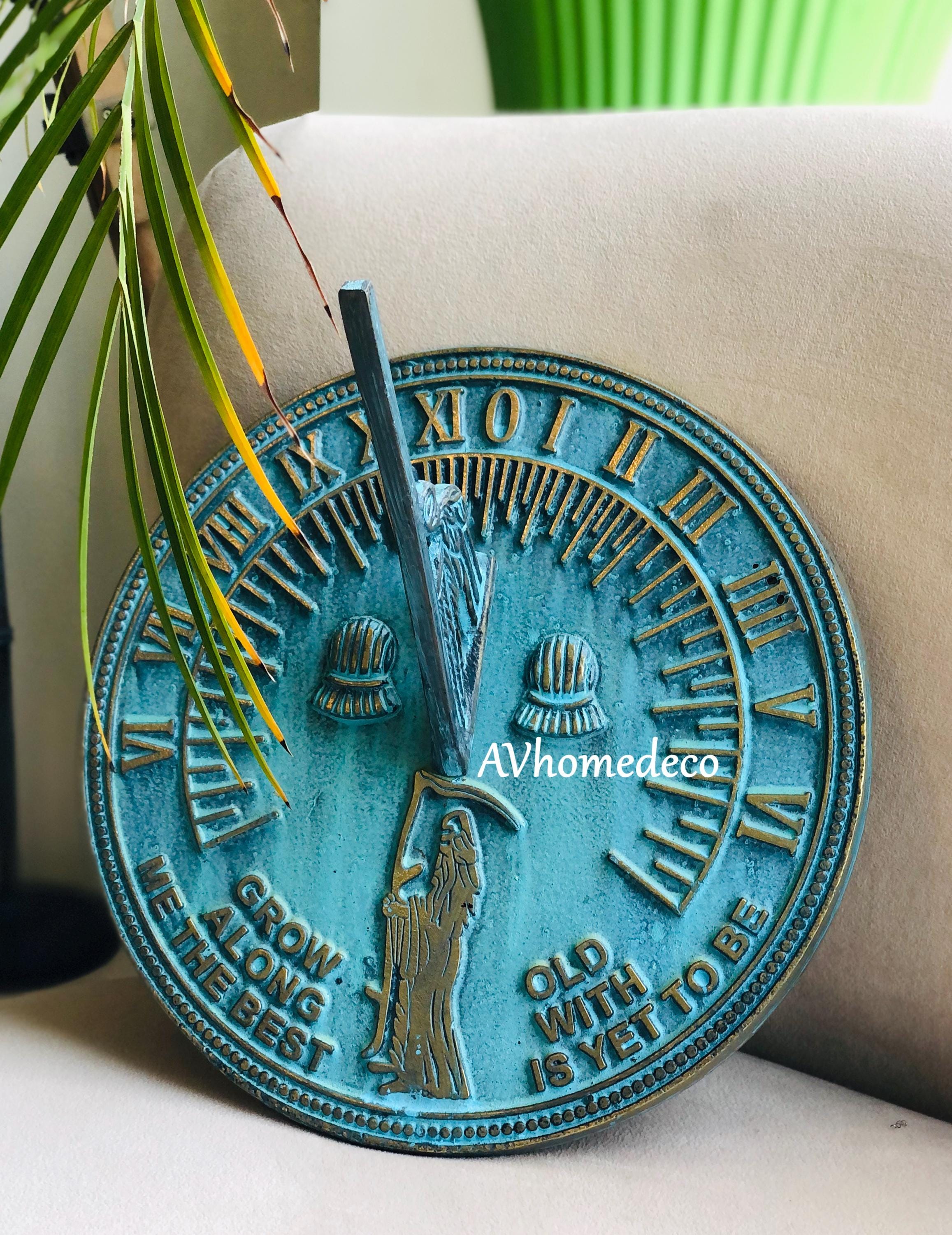 Brass Garden Sundial with Verdigris Highlights view 7