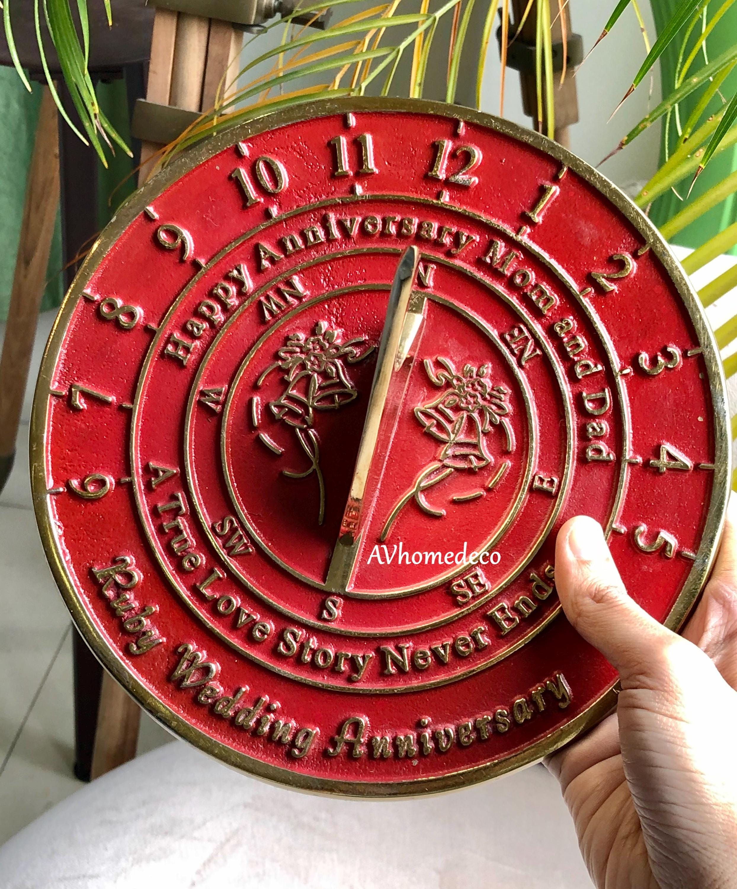 Ruby Anniversary Brass Garden Sundial view 2