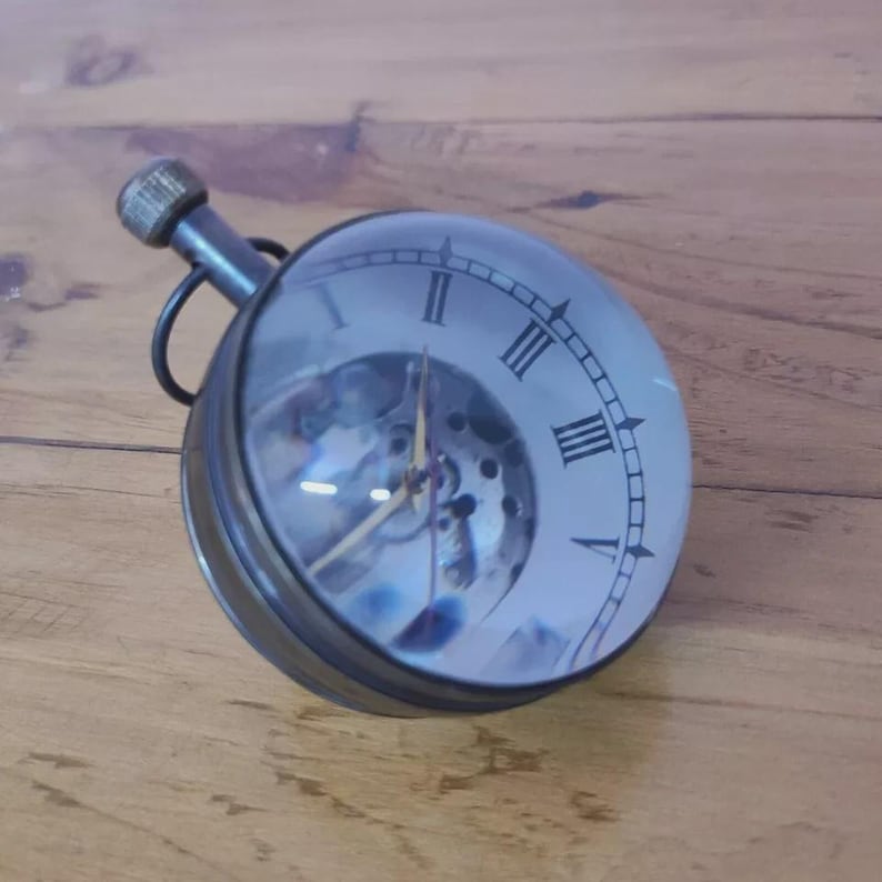 Ball Shaped Brass Desk Clock view 2