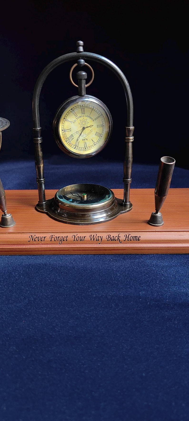 Brass Clock, Armillary Sphere and Alidade Desk Set view 5