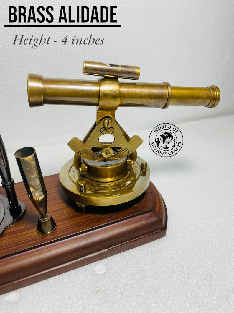 Brass Clock, Armillary Sphere and Alidade Desk Set view 8
