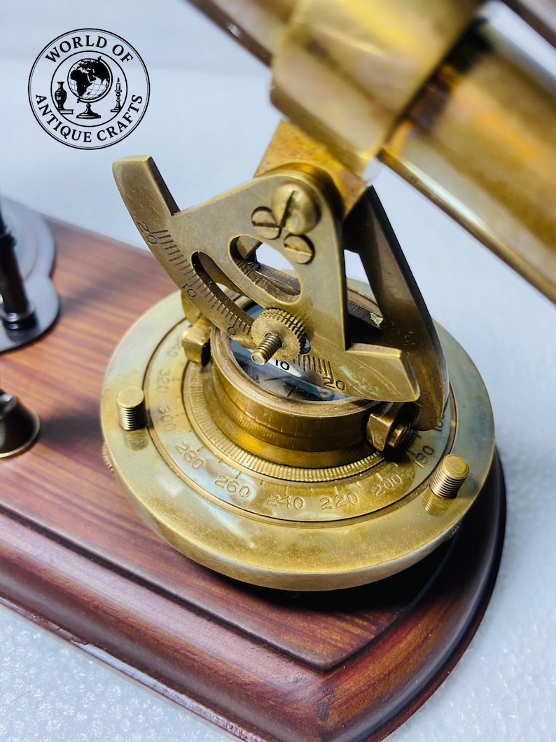 Brass Clock, Armillary Sphere and Alidade Desk Set view 9