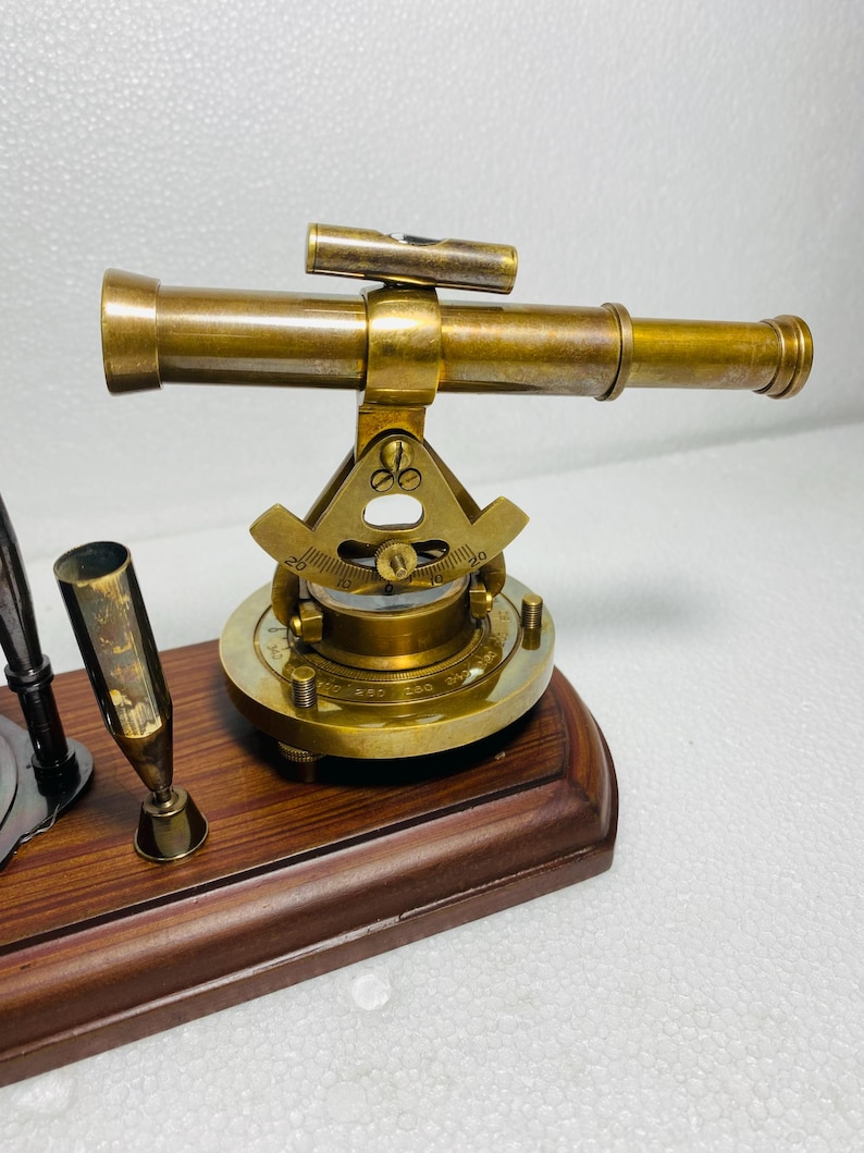 Brass Clock, Armillary Sphere and Alidade Desk Set view 17