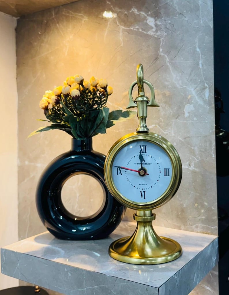 Brass Desk Clock with Detachable Watch view 5