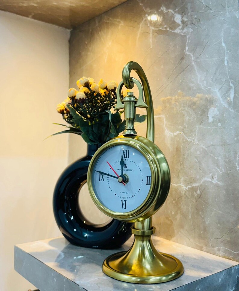Brass Desk Clock with Detachable Watch view 7