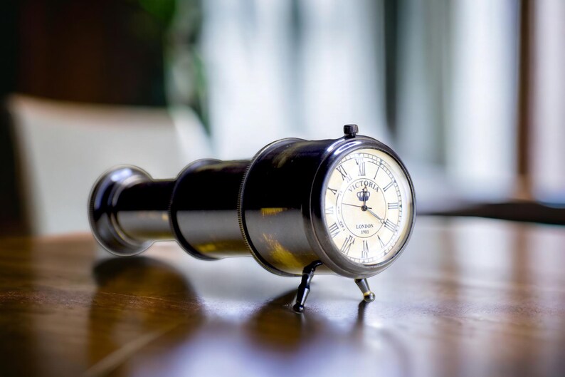Telescope Style Brass Desk Clock view 8