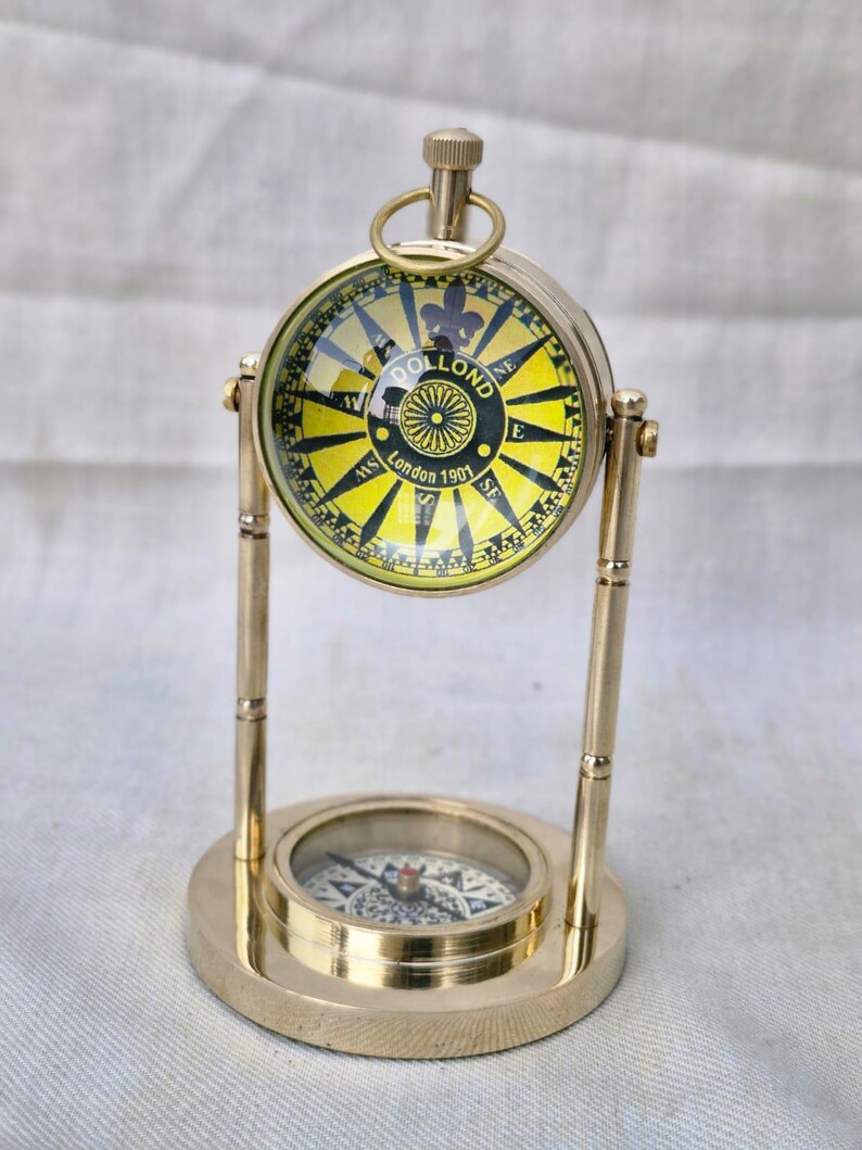 Vintage Brass Desk Clock, Victoria London 1876 Dial view 2