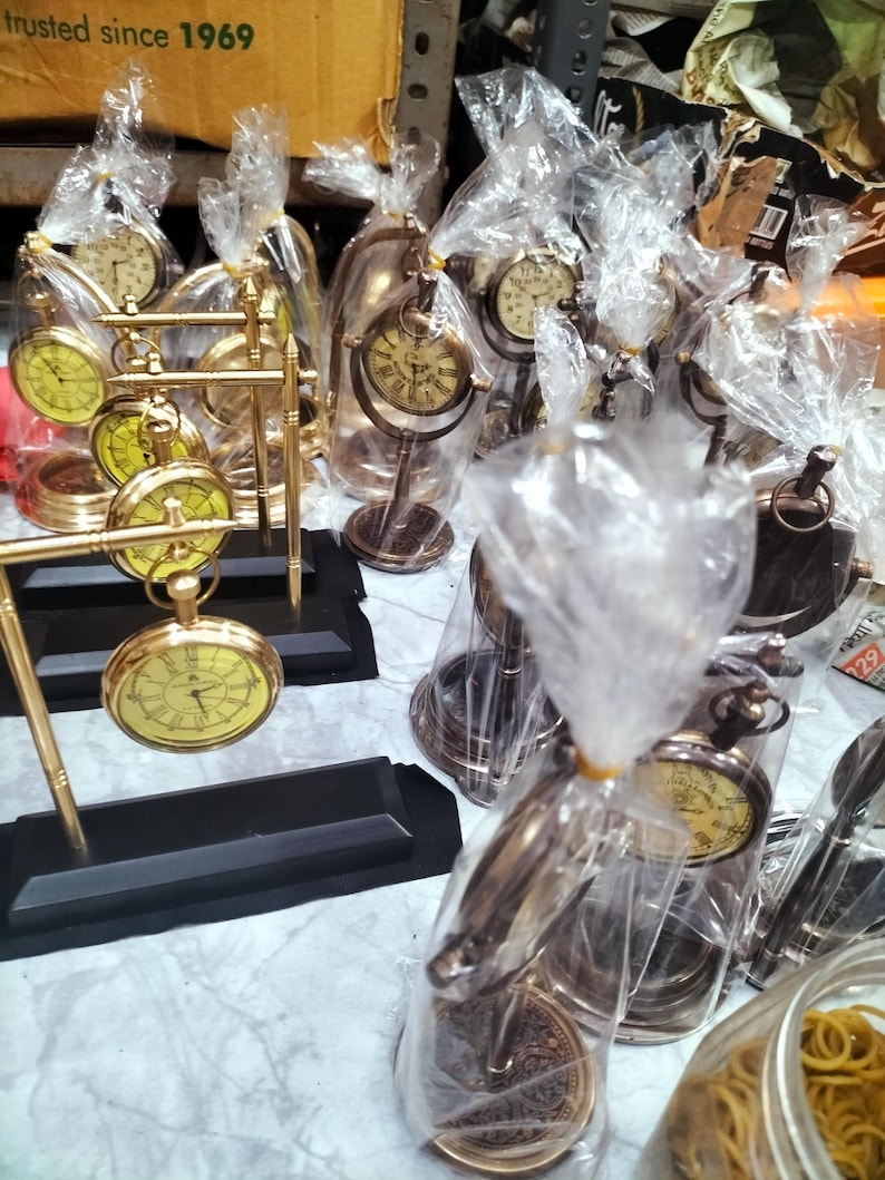 Hanging Brass Desk Clock, Bond Street London Dial view 9