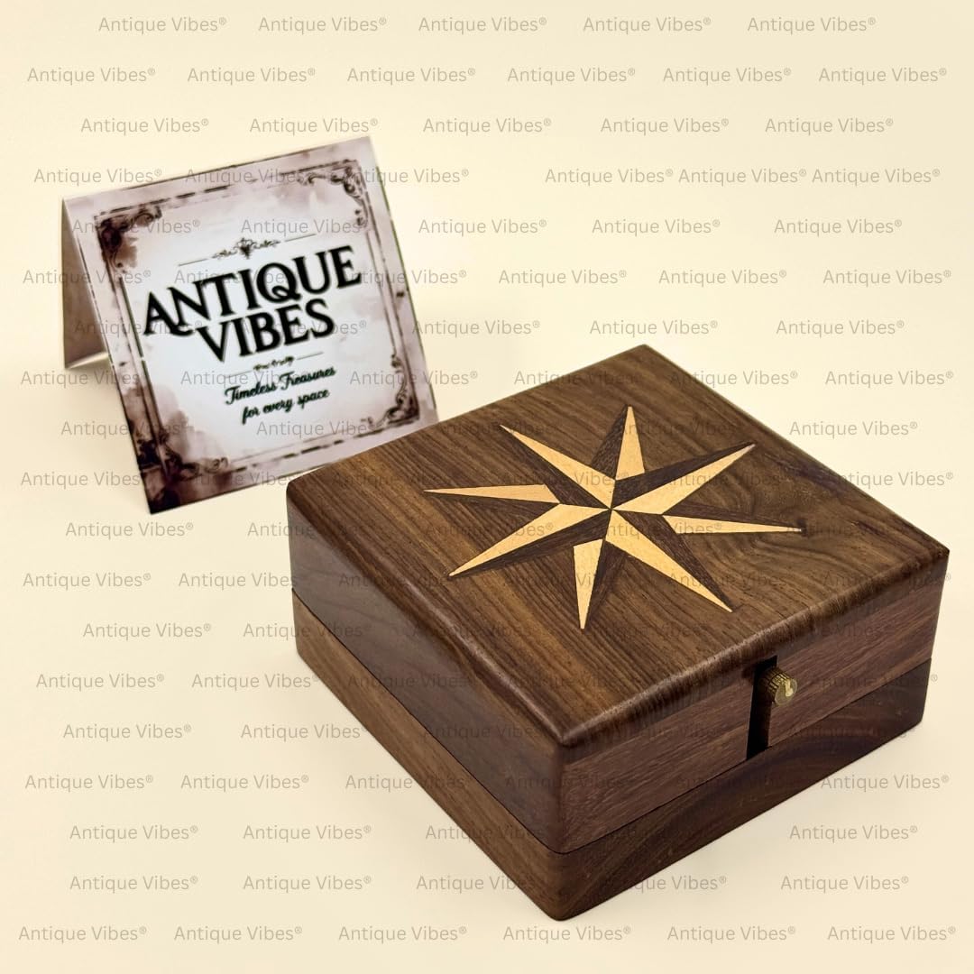 Foldable Rosewood Box Clock with Working Compass view 7