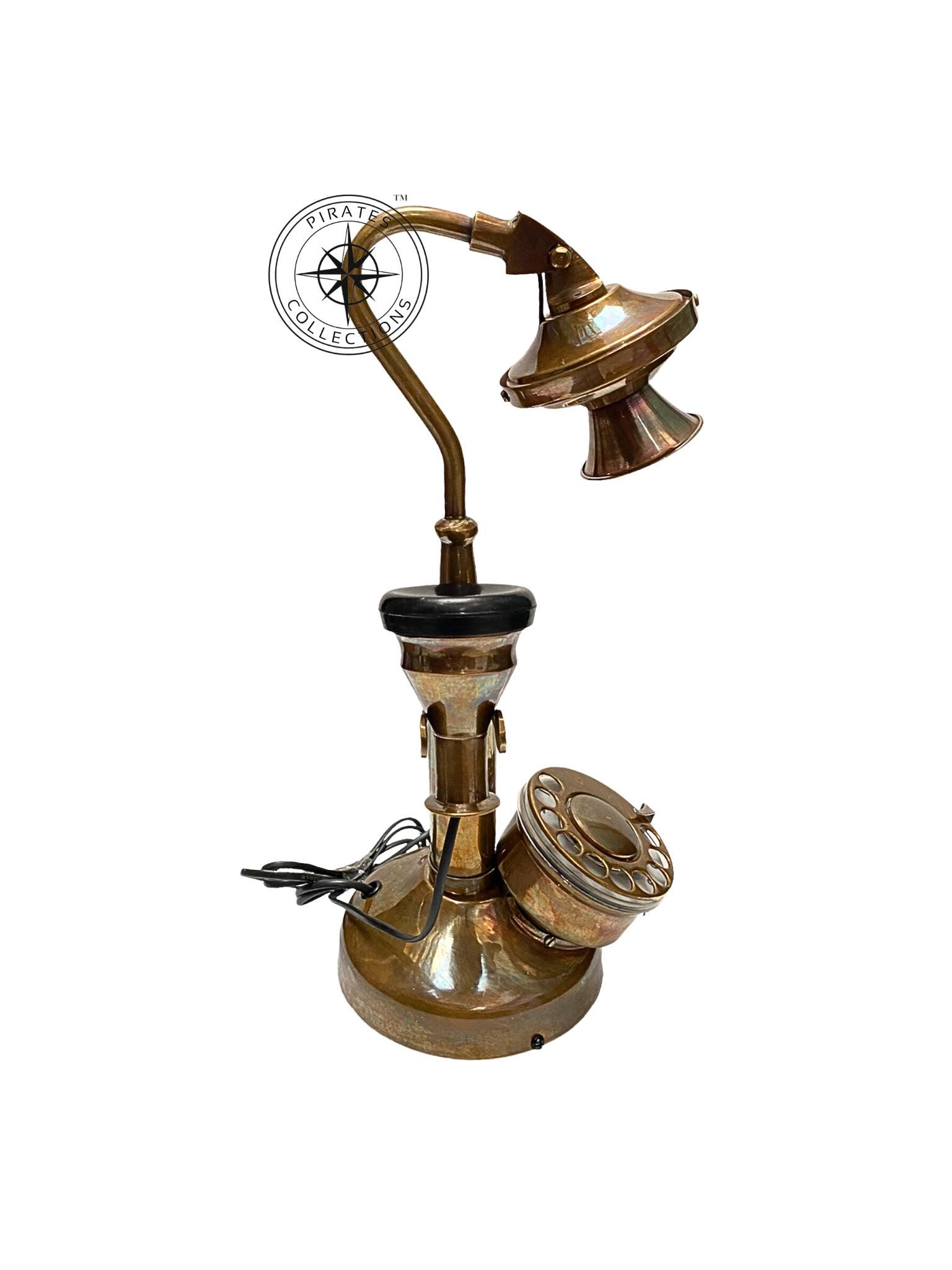Brass Candlestick Telephone with Lamp Arm view 4