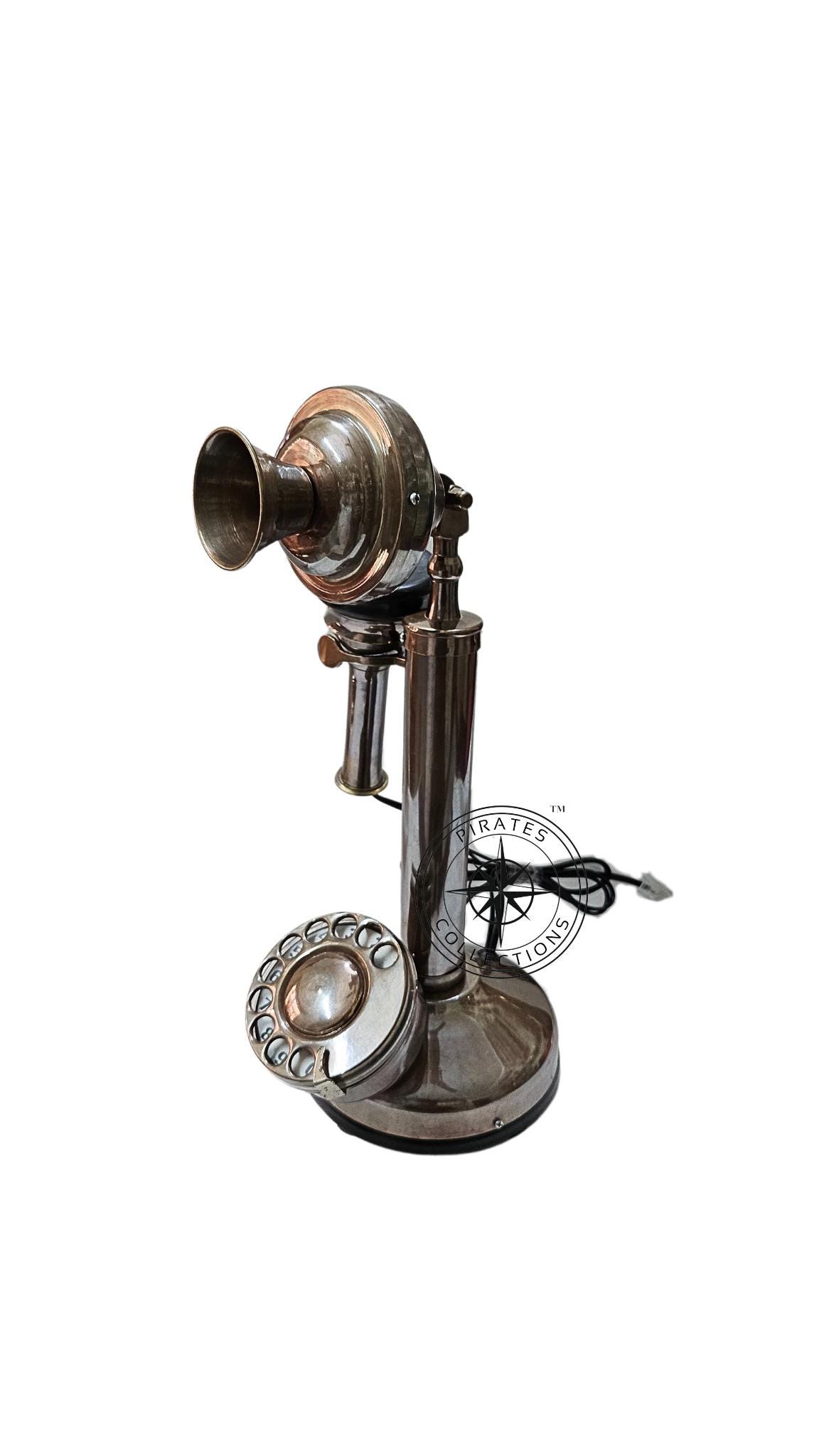 Brass Candlestick Rotary Dial Telephone — Classic view 3