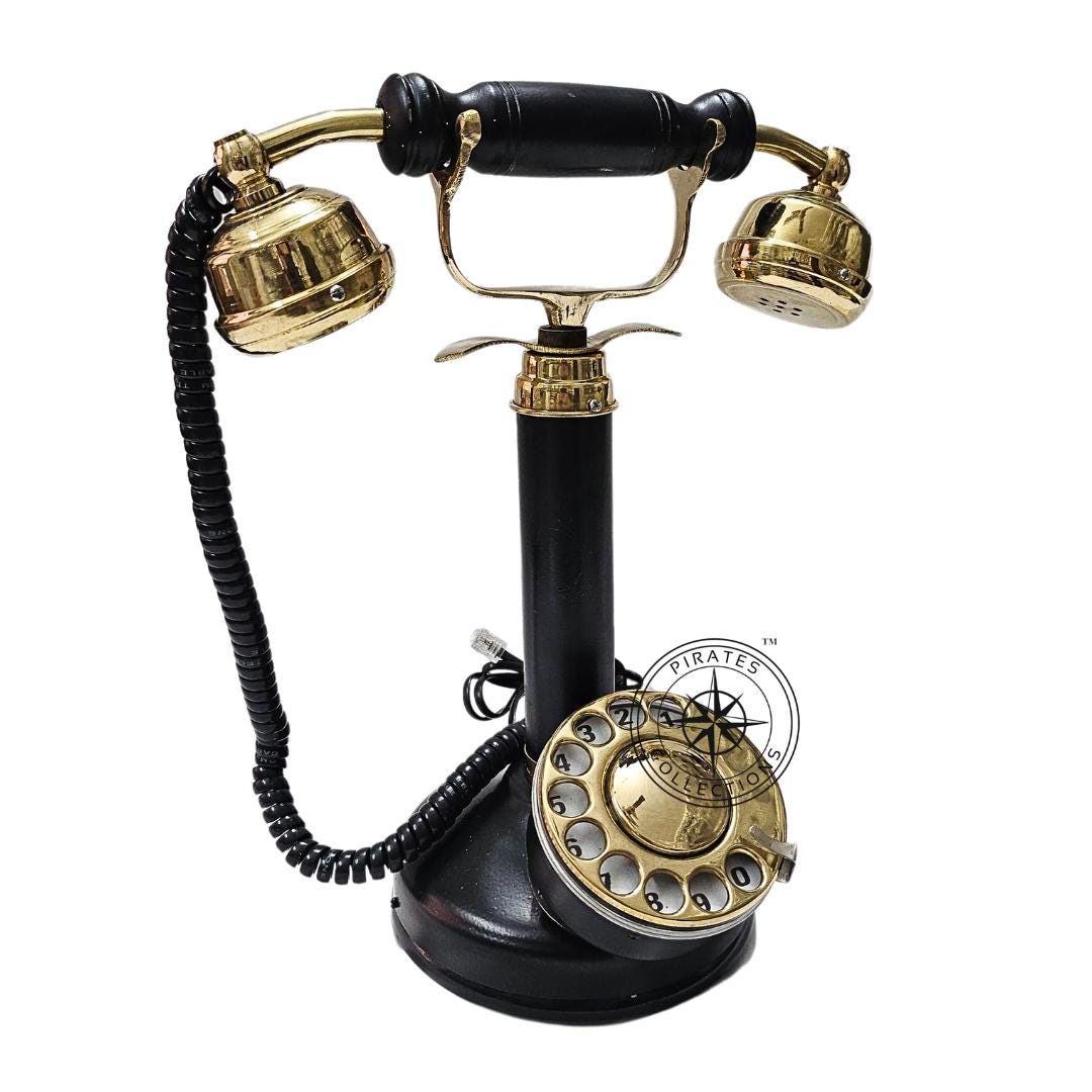 Brass Candlestick Rotary Telephone — Home Office view 7
