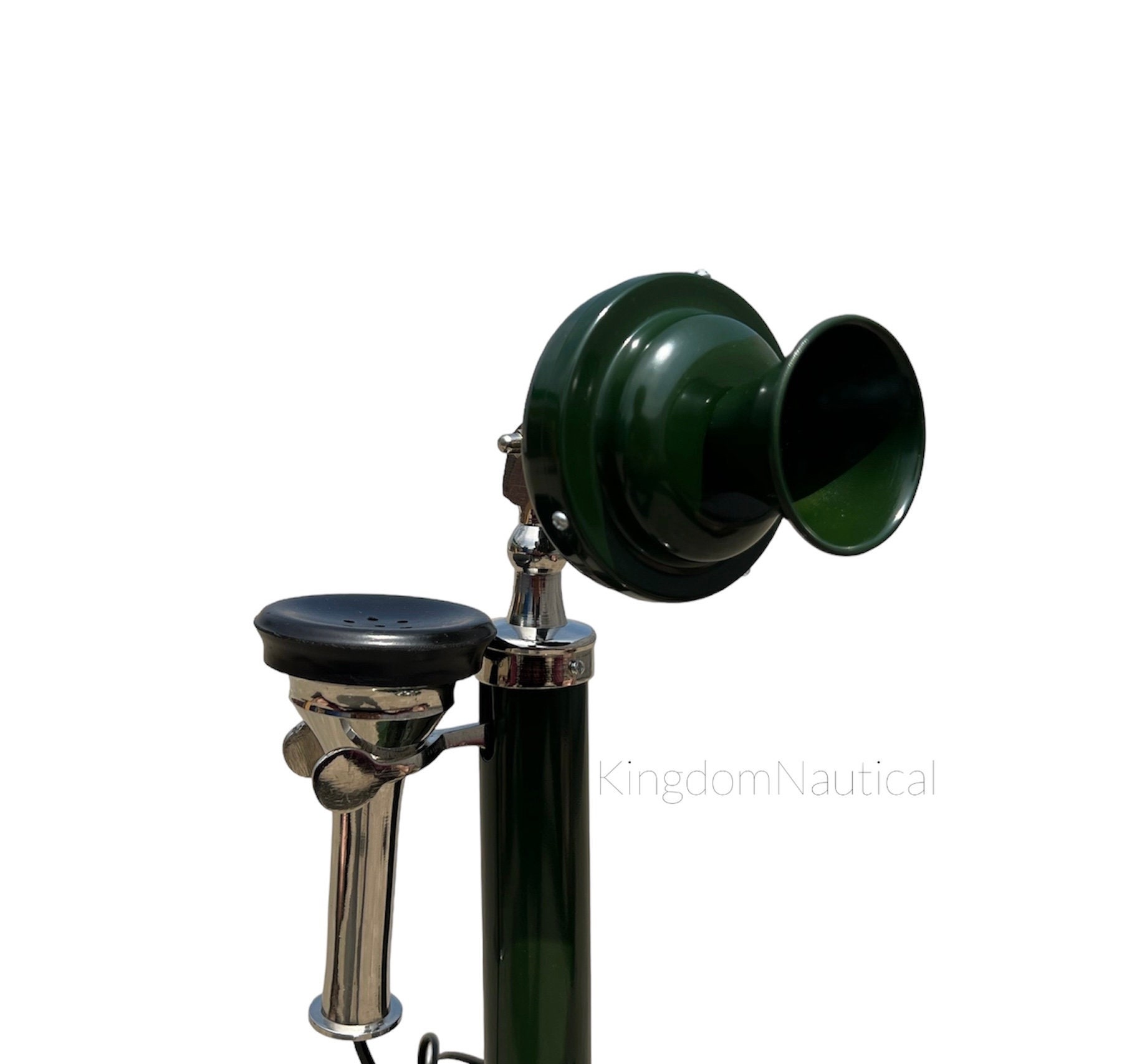 Green Antique Finish Brass Candlestick Rotary Phone view 5