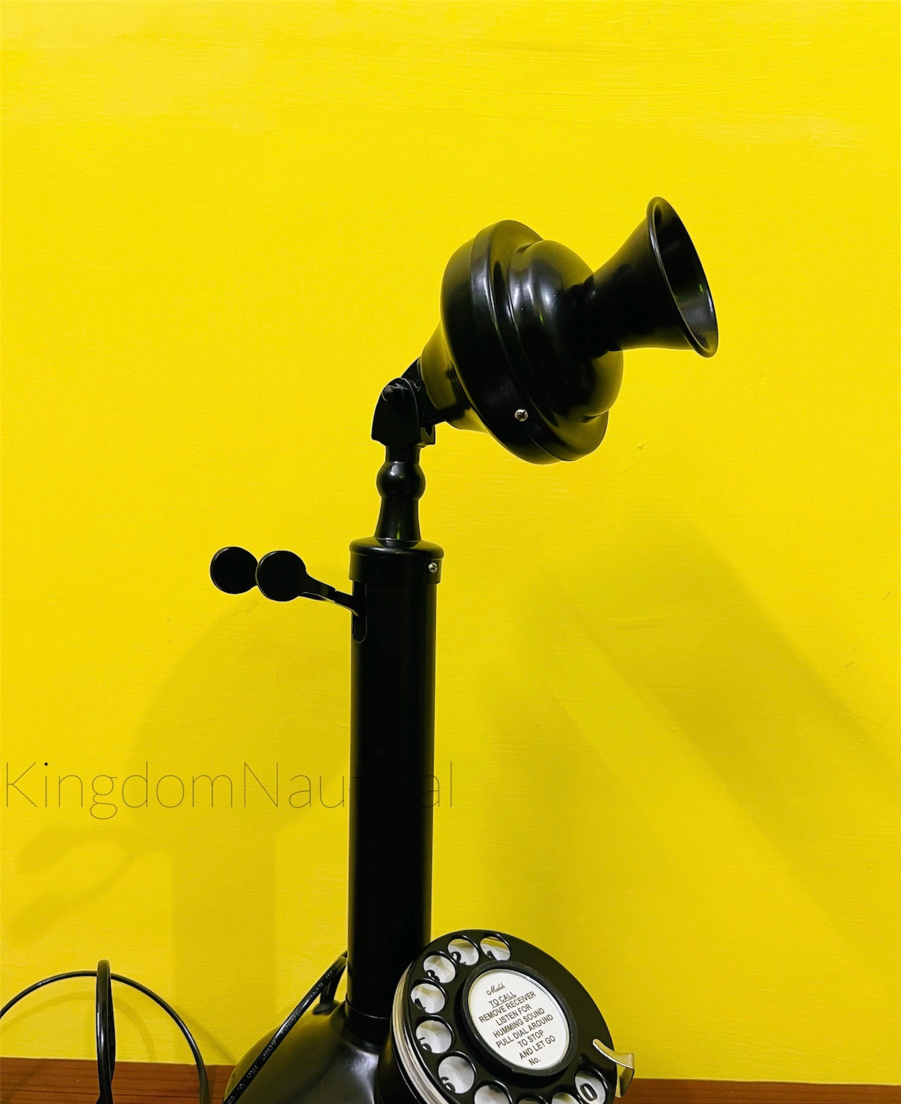 Black Brass Candlestick Retro Rotary Dial Phone view 6