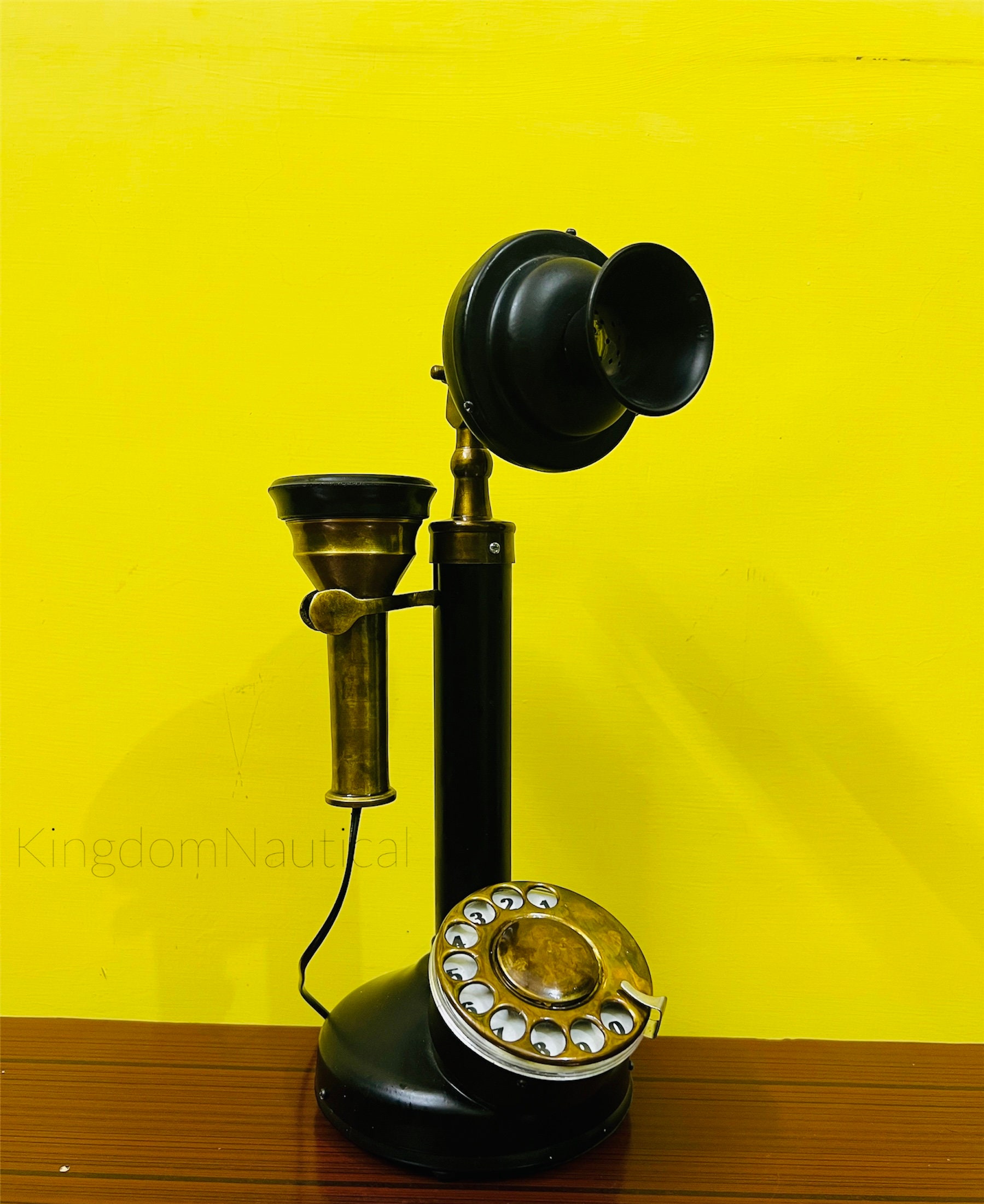 Steampunk Brass Candlestick Rotary Telephone Replica view 5