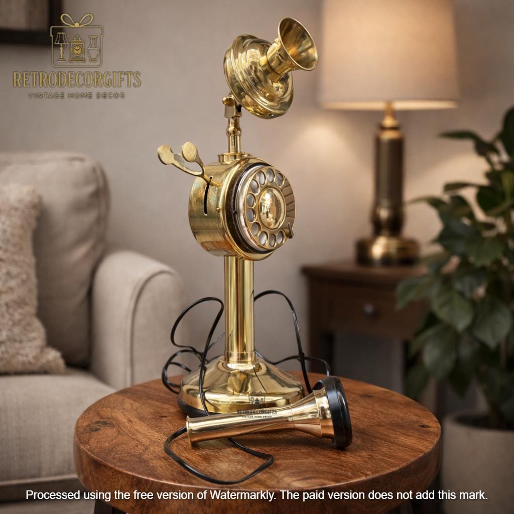 Polished Brass Candlestick Telephone — 1920s Style view 2