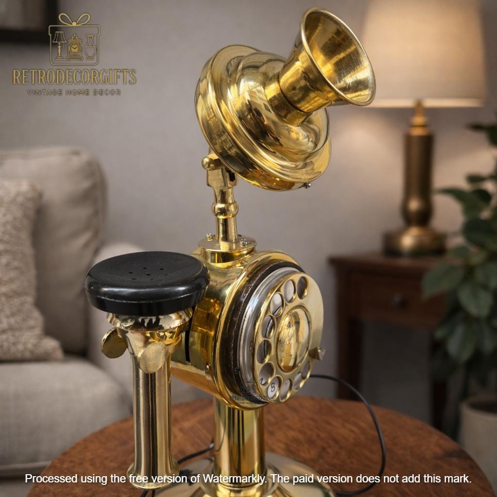 Polished Brass Candlestick Telephone — 1920s Style view 3