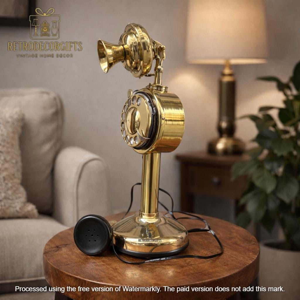 Polished Brass Candlestick Telephone — 1920s Style view 5