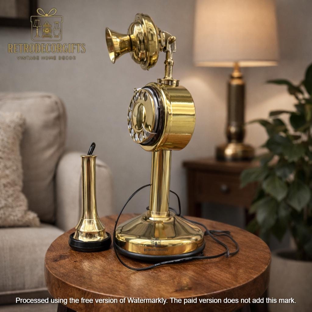 Polished Brass Candlestick Telephone — 1920s Style view 7