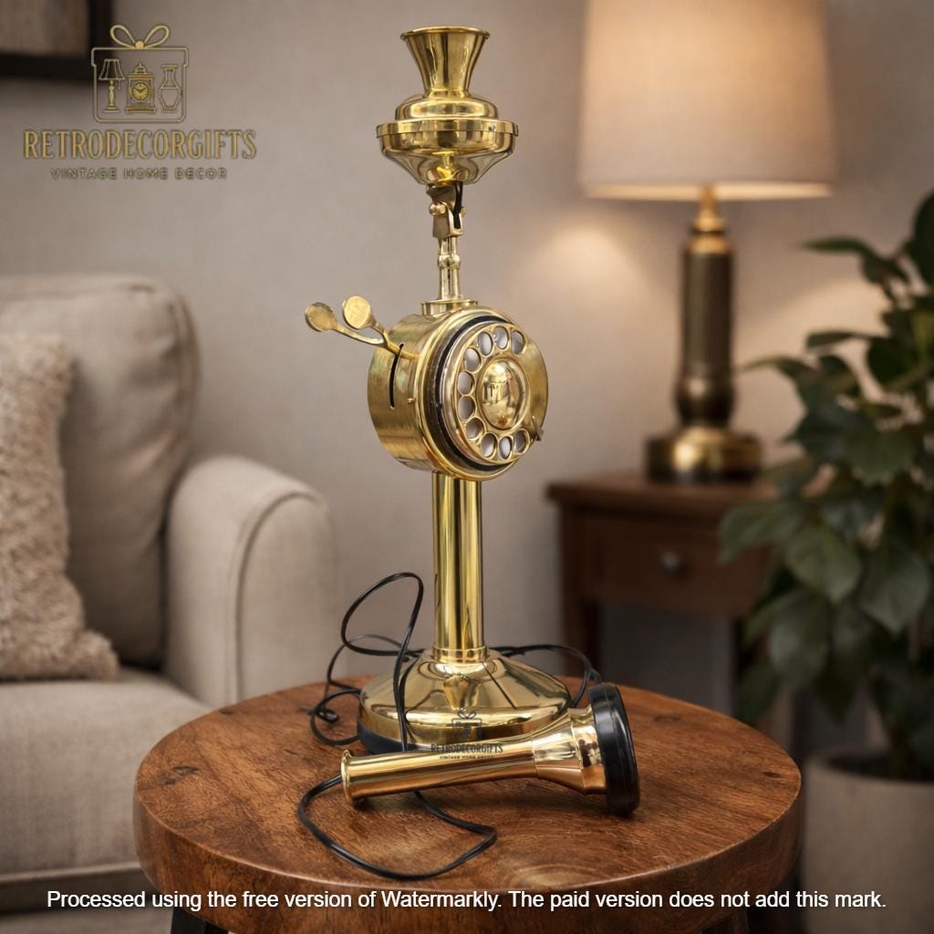 Polished Brass Candlestick Telephone — 1920s Style view 8