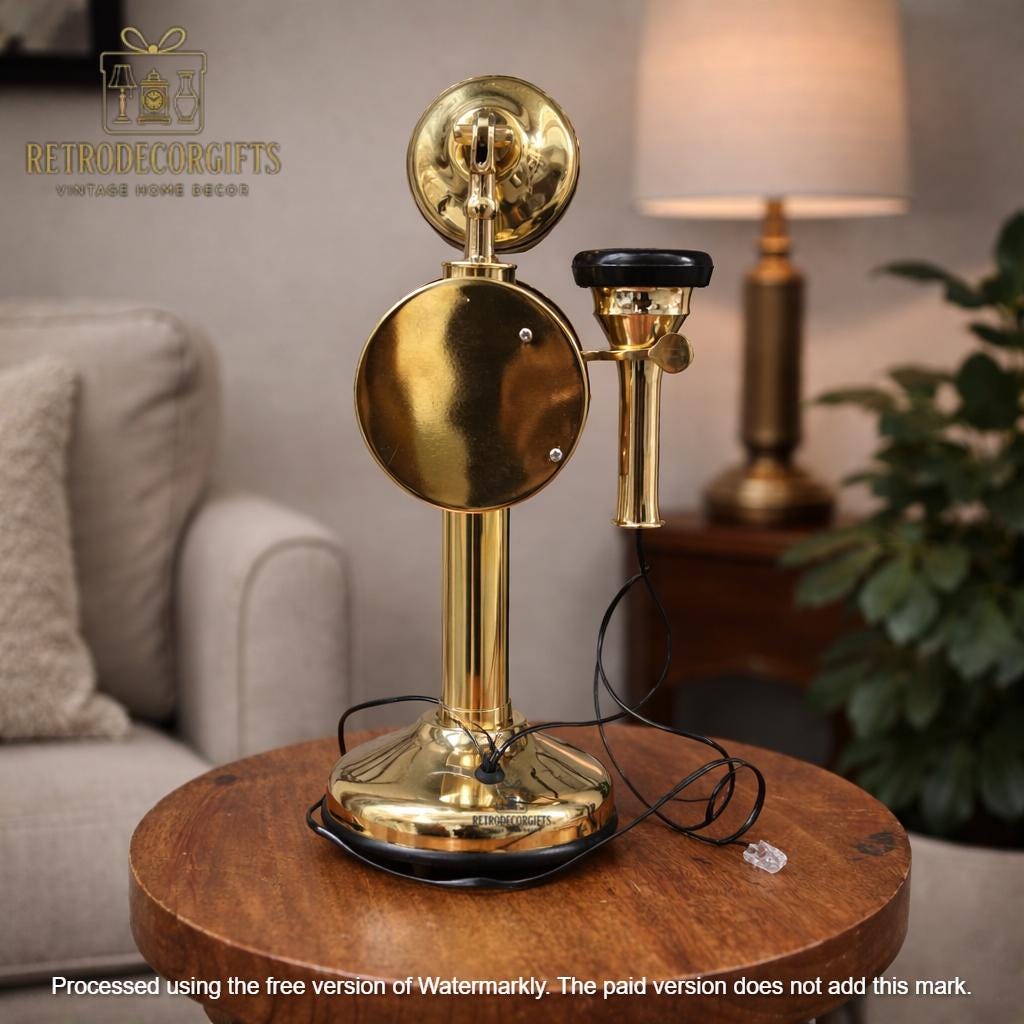 Polished Brass Candlestick Telephone — 1920s Style view 10