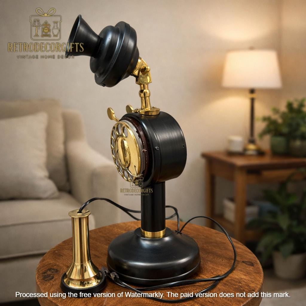 Polished Brass Candlestick Telephone — 1920s Style view 13