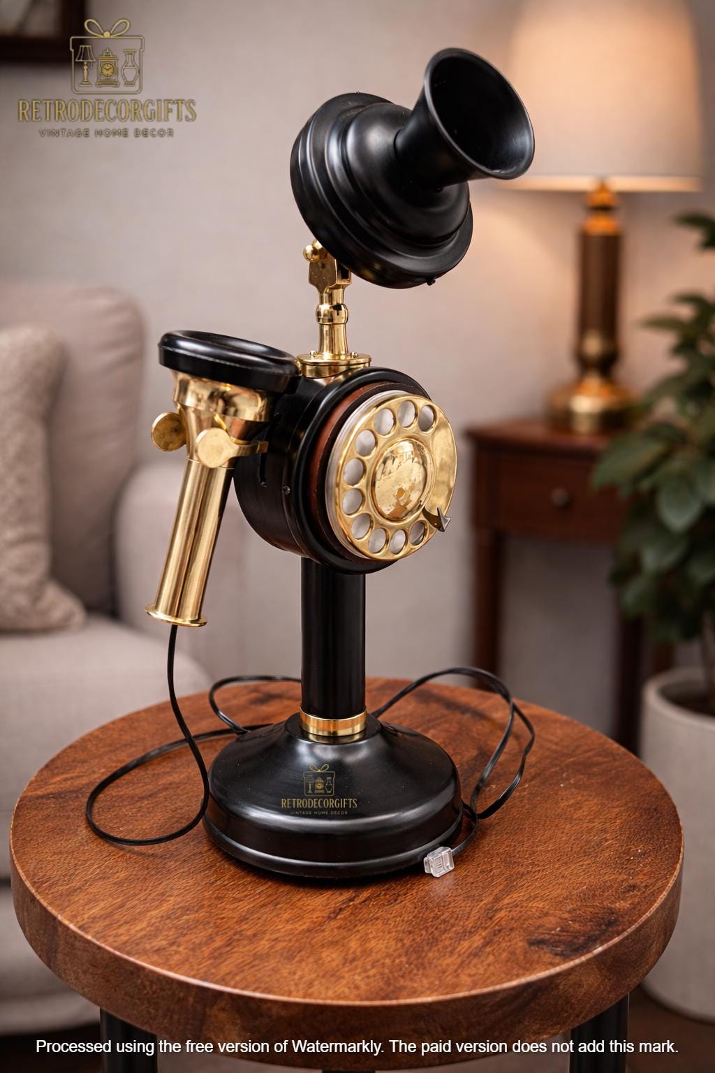 Polished Brass Candlestick Telephone — 1920s Style view 14