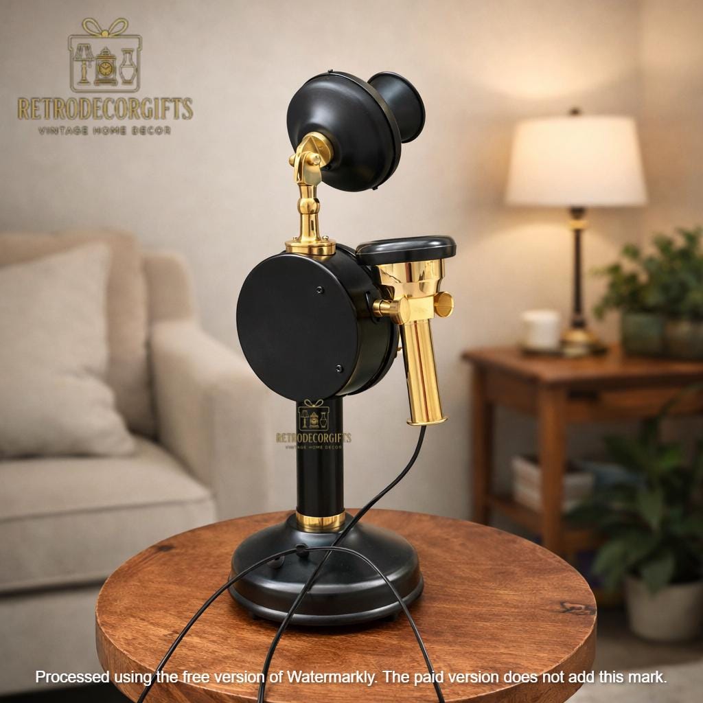 Polished Brass Candlestick Telephone — 1920s Style view 15