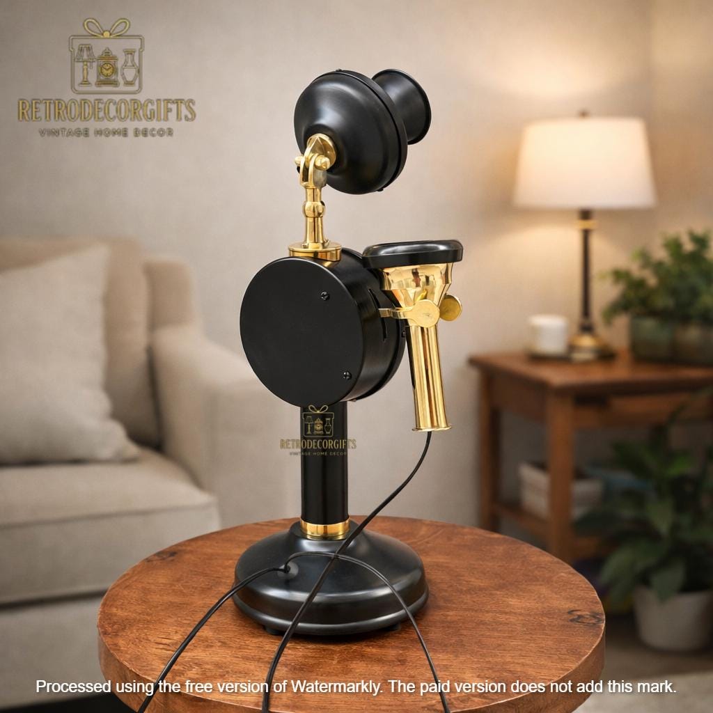 Polished Brass Candlestick Telephone — 1920s Style view 16