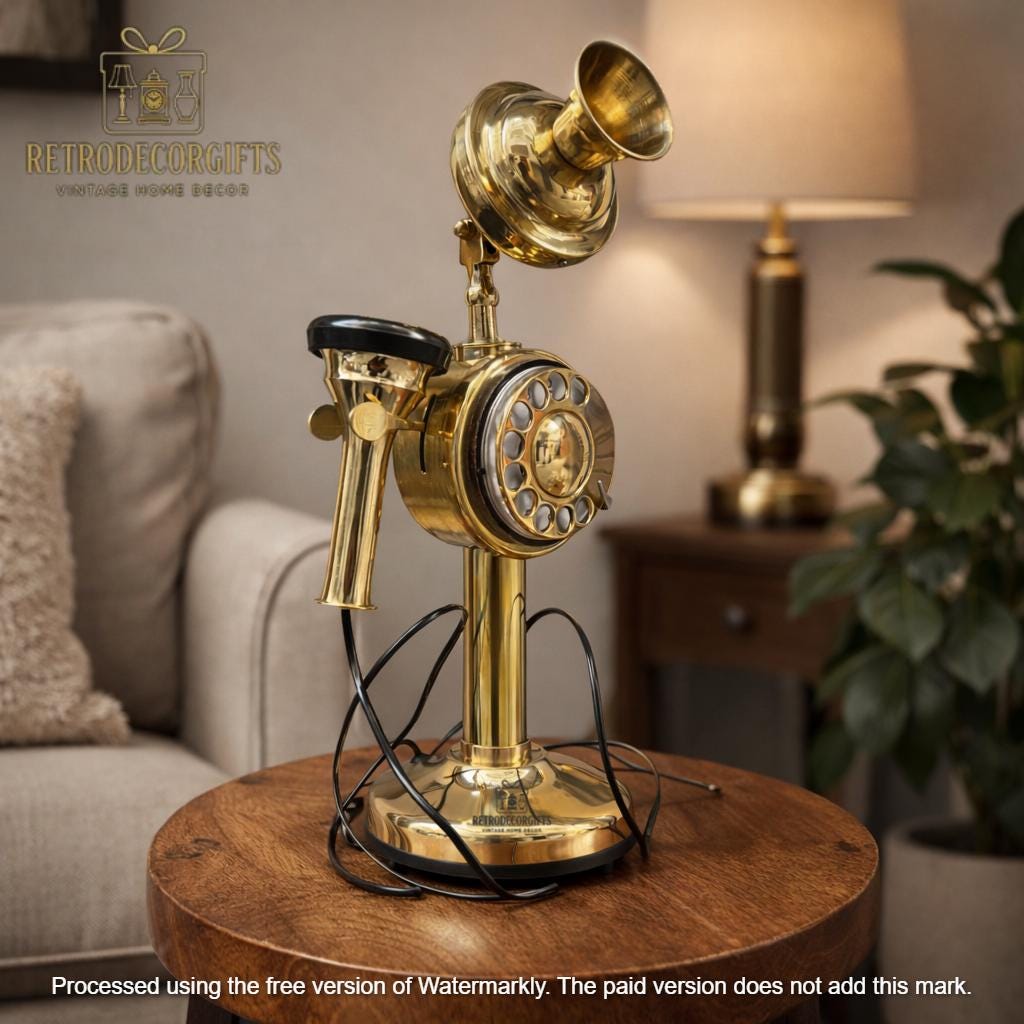 Polished Brass Candlestick Telephone — 1920s Style view 17