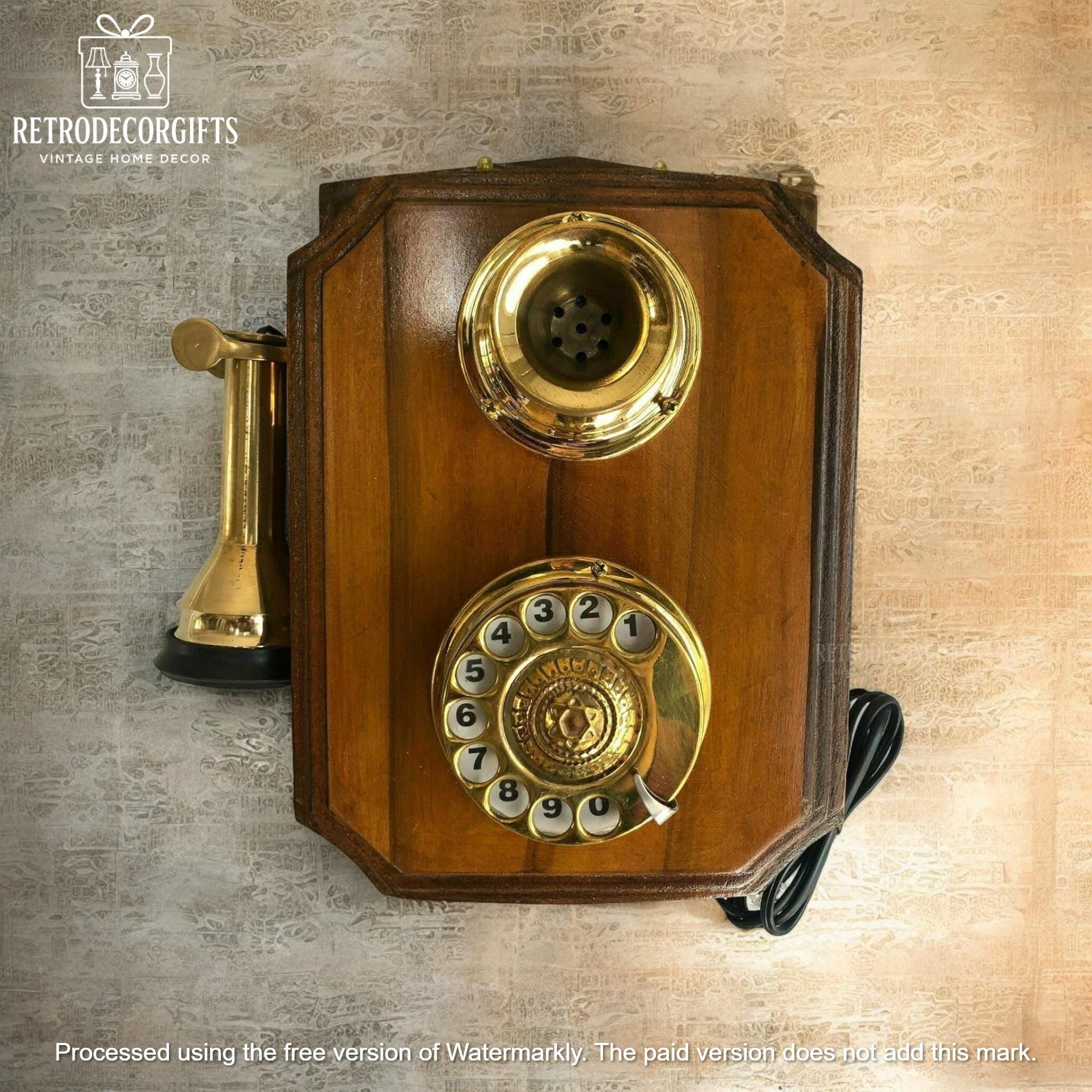 Wooden Wall Cradle Telephone — Vintage 1930s Style view 2