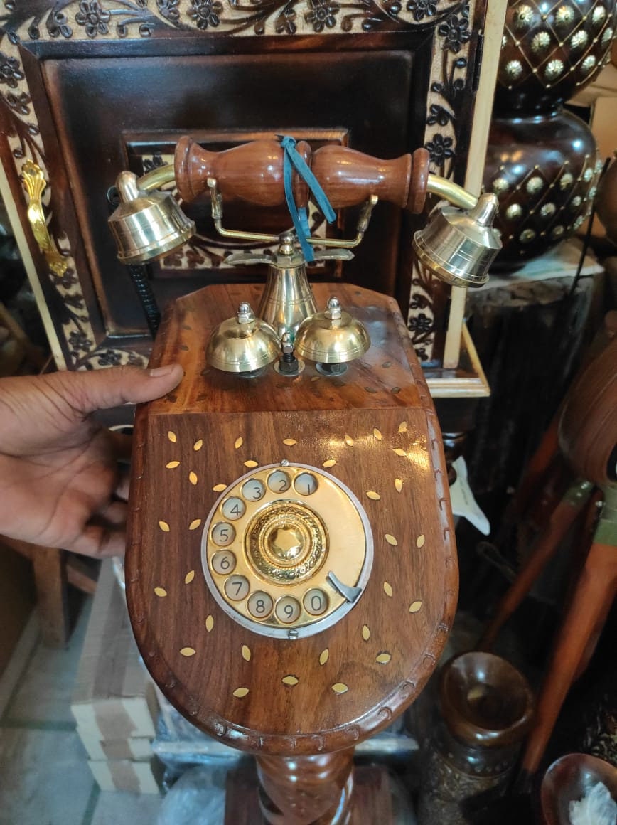 Floor-Standing Carved Teak Rotary Dial Telephone view 6