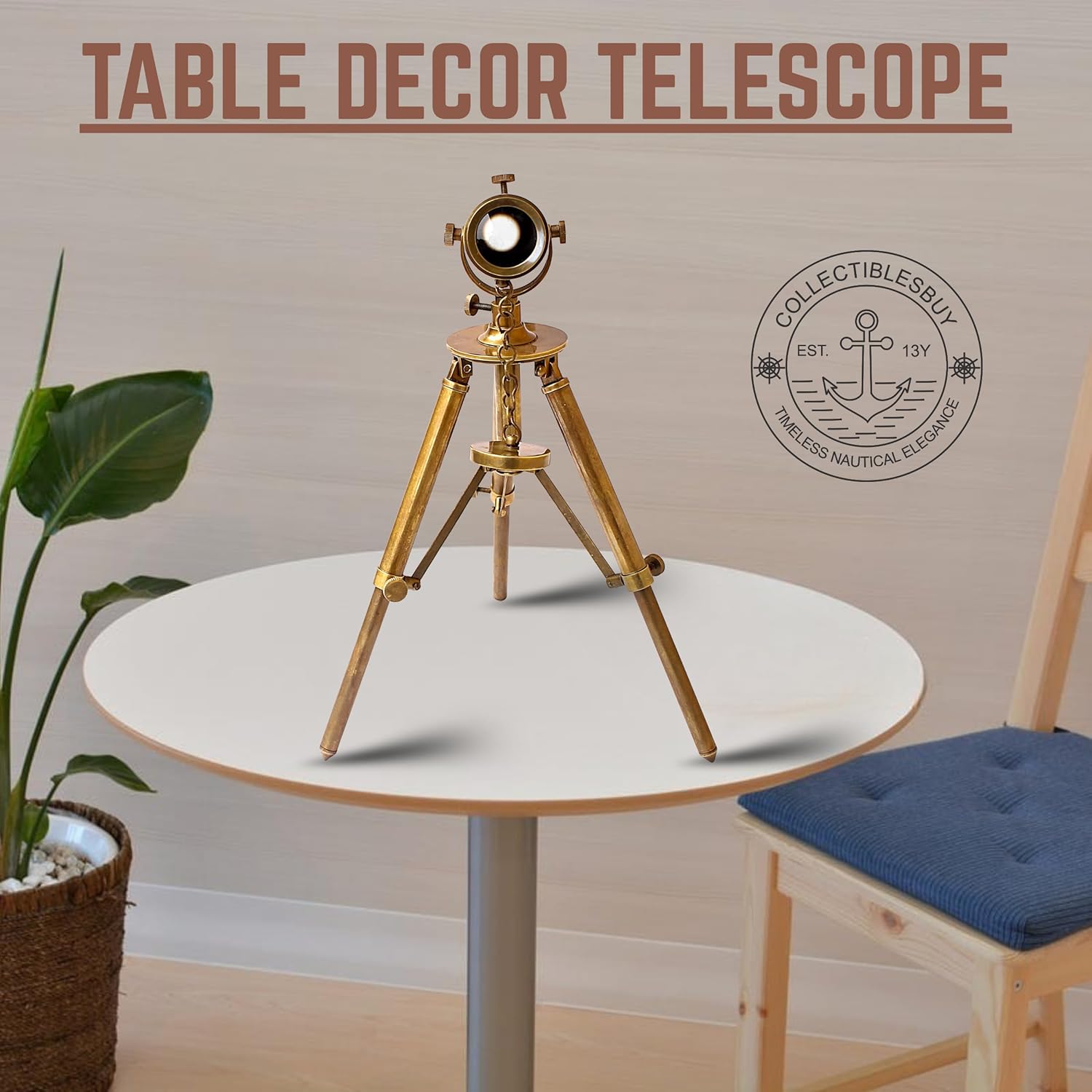 Brass Floor Standing Telescope 11" with Brass Tripod Stand view 5
