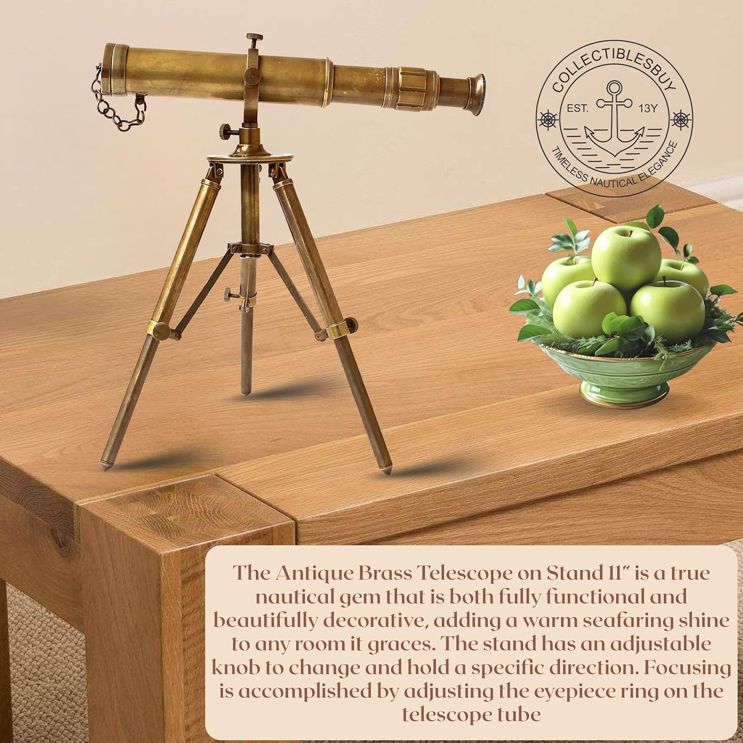 Brass Floor Standing Telescope 11" with Brass Tripod Stand view 7