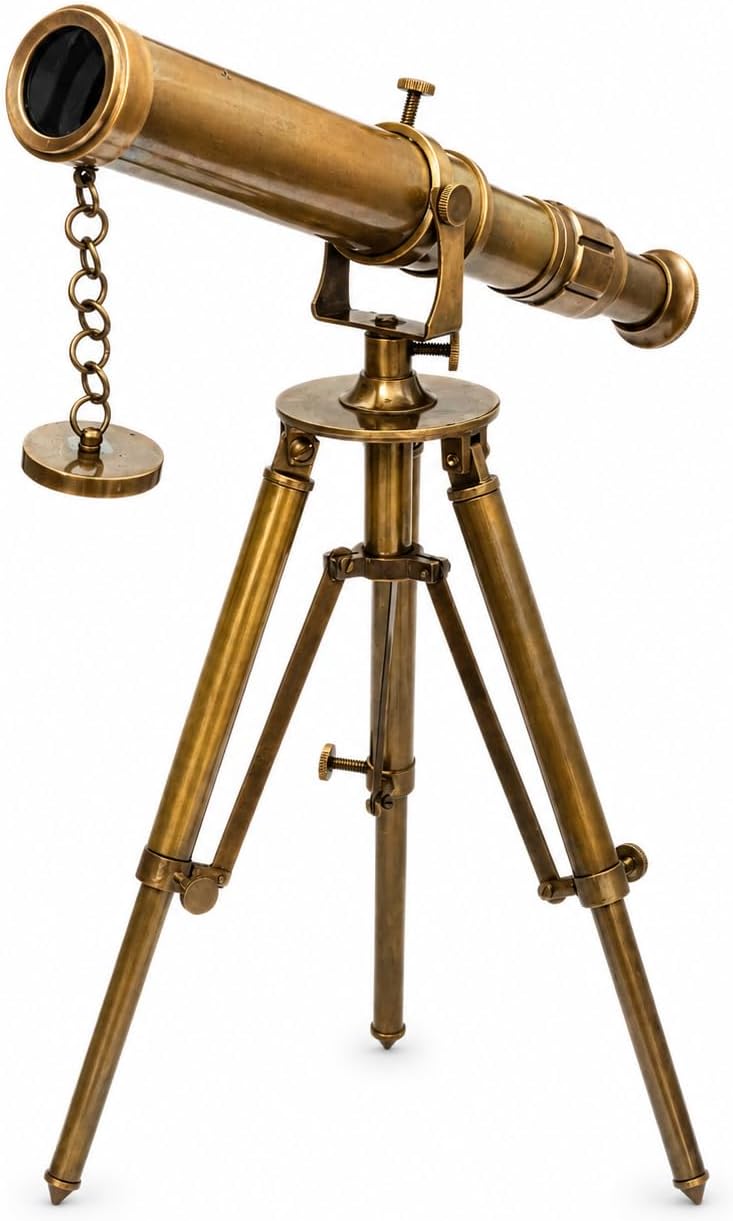 Brass Floor Standing Telescope 11" with Brass Tripod Stand view 8