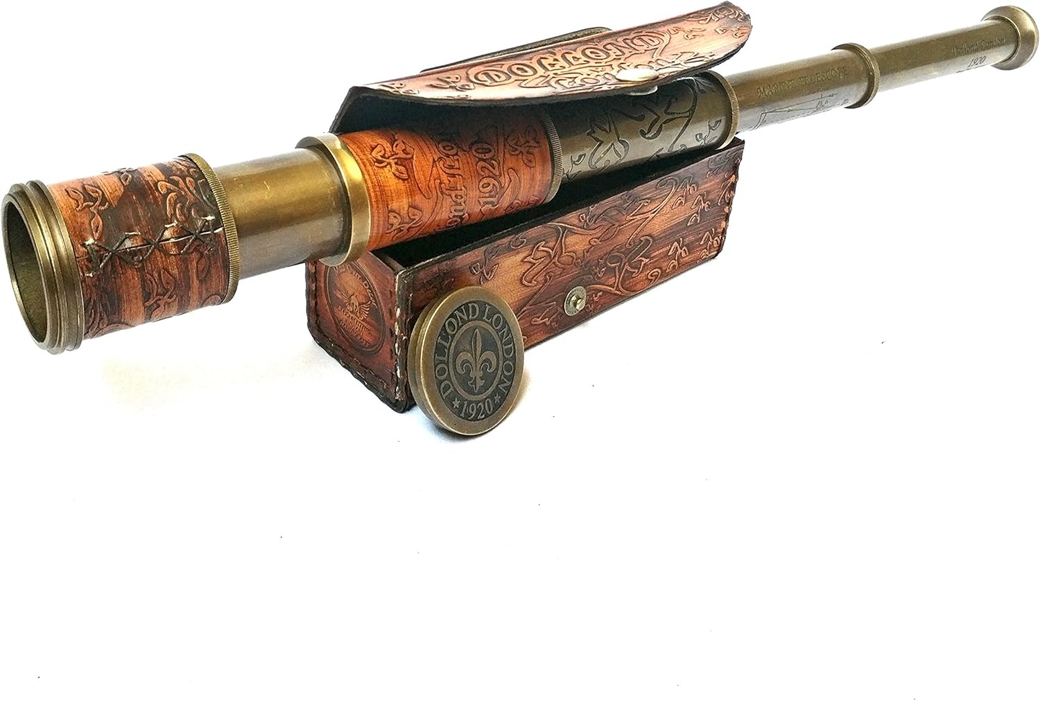 Brass Spyglass Telescope 14" with Leather Case view 3