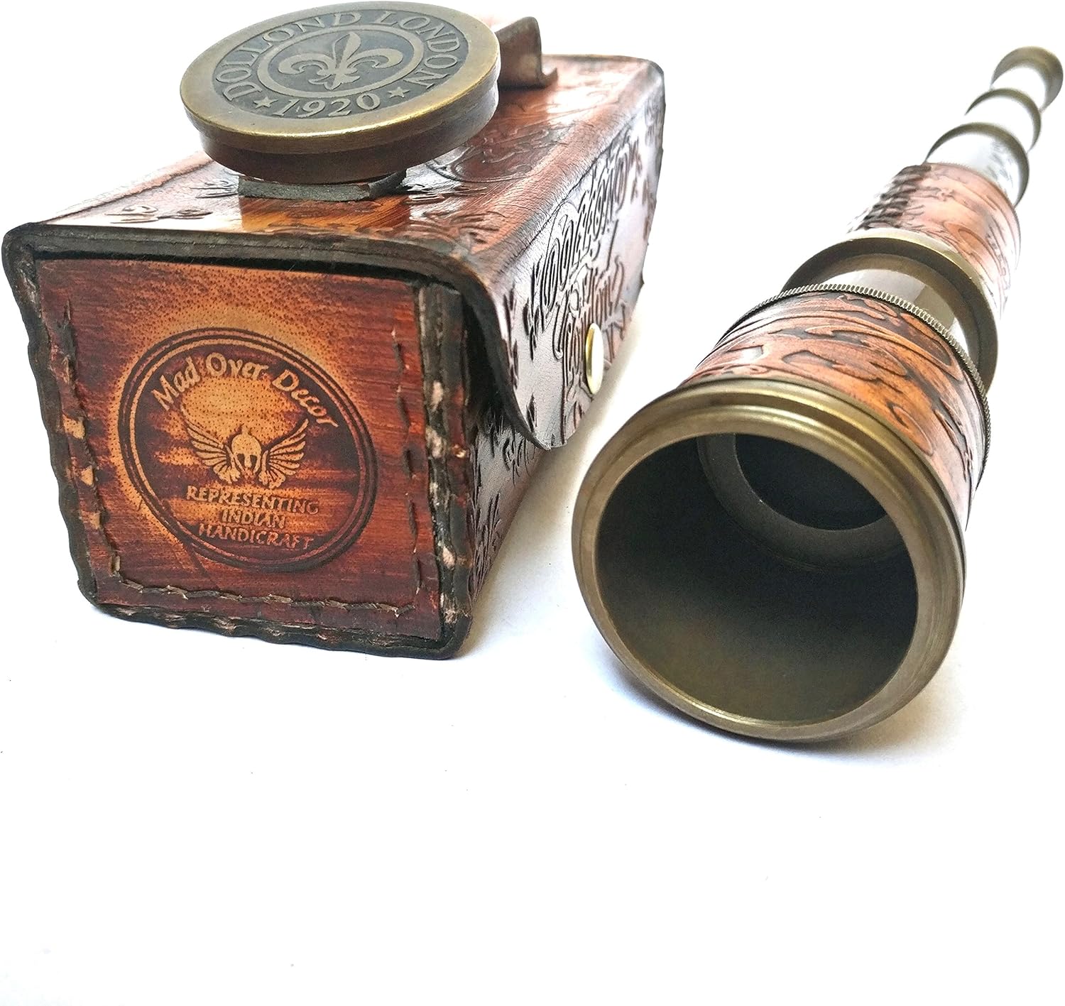 Brass Spyglass Telescope 14" with Leather Case view 5