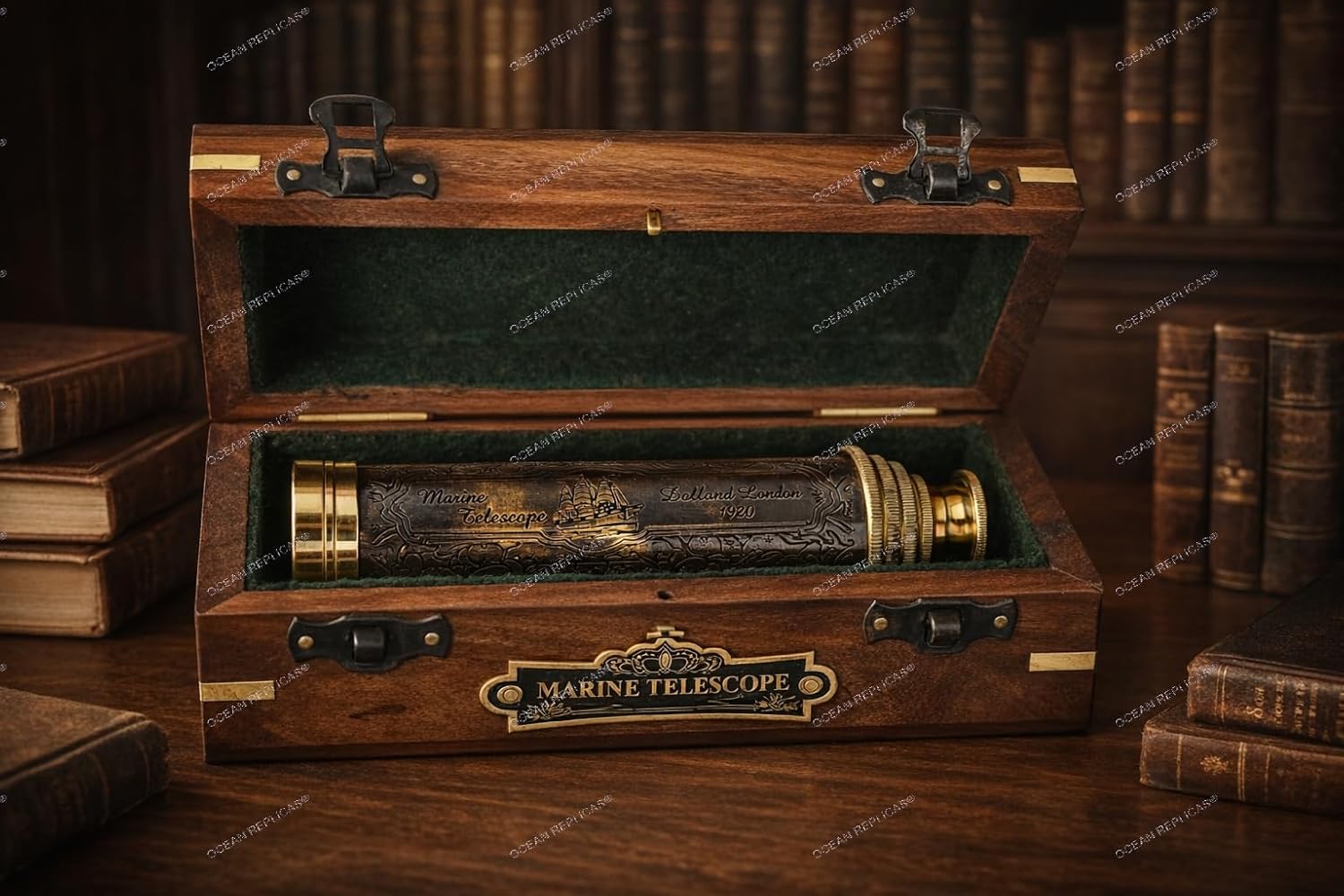 Brass Spyglass Telescope 14" with Wooden Box view 6