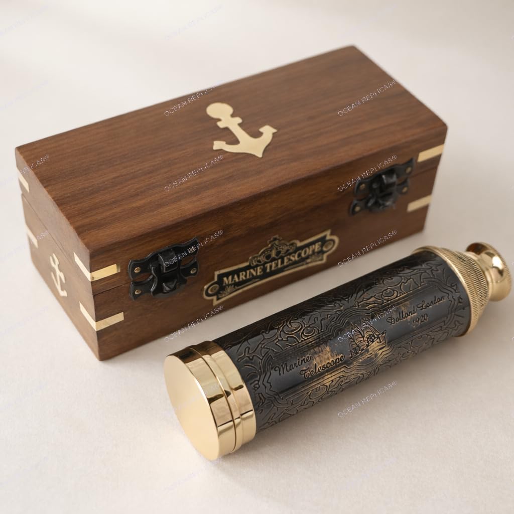 Brass Spyglass Telescope 14" with Wooden Box view 9