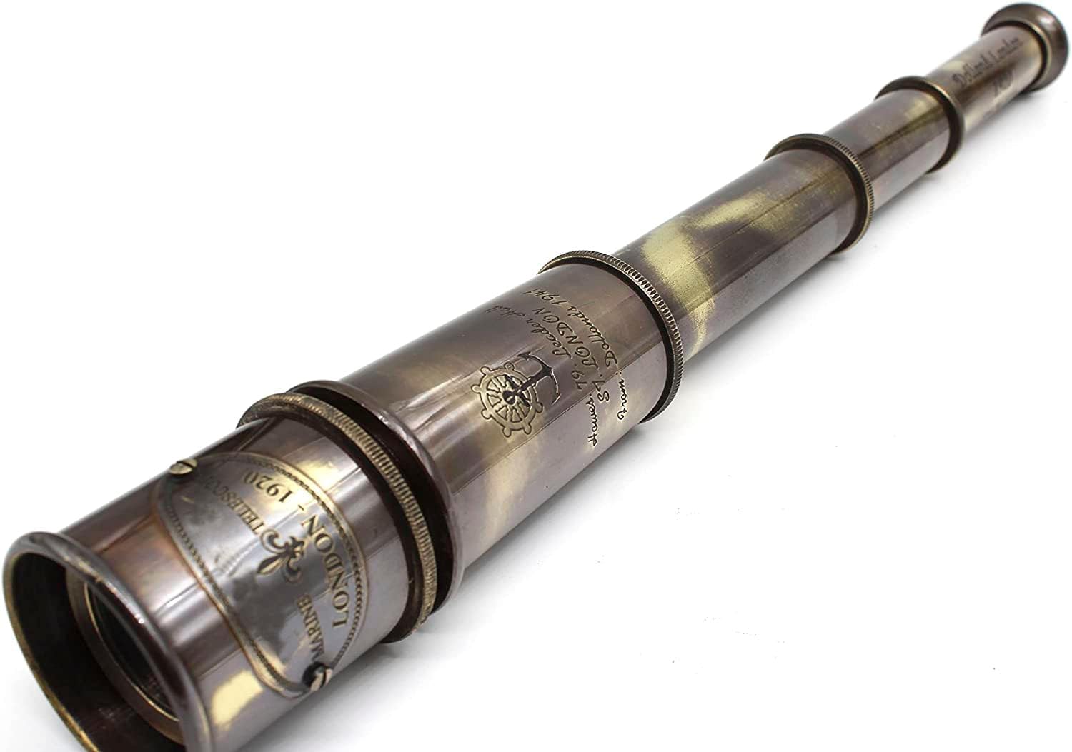 Brass Spyglass Telescope 15" with Round Leather Case view 2