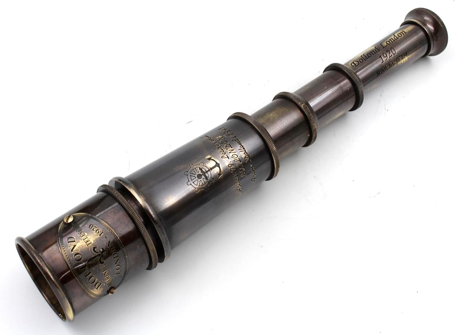 Brass Spyglass Telescope 15" with Round Leather Case view 4