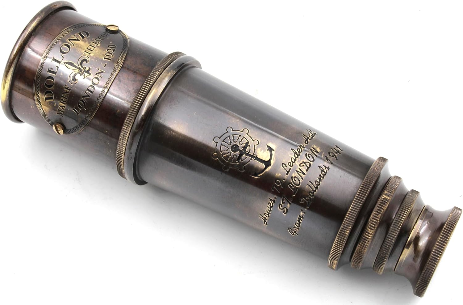 Brass Spyglass Telescope 15" with Round Leather Case view 6