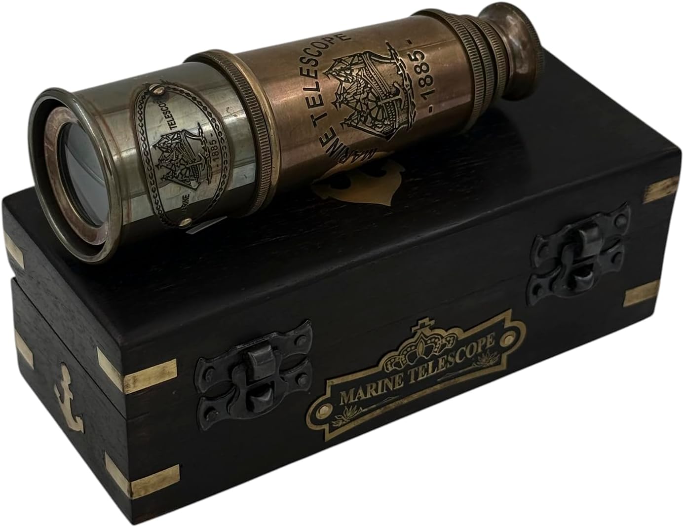 Brass Spyglass Telescope 15" with Wooden Box view 9
